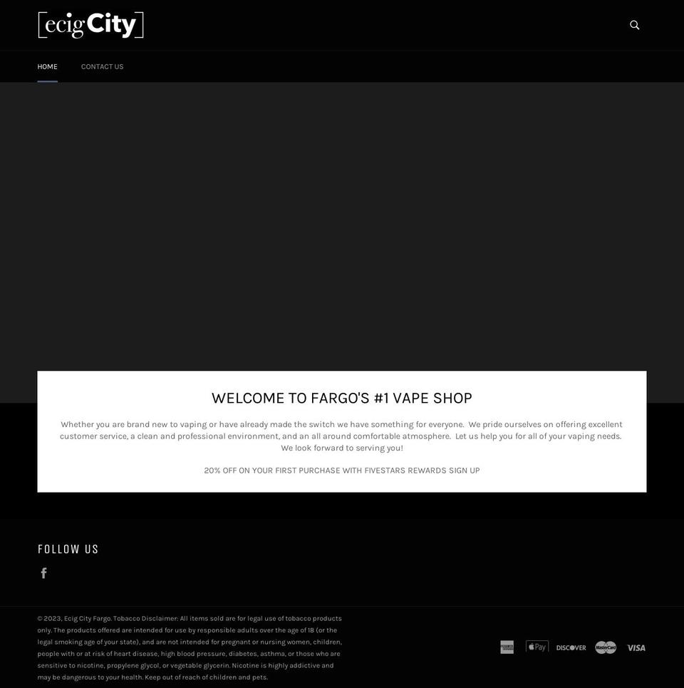 ecigcitynd.com — Shopify storefront screenshot