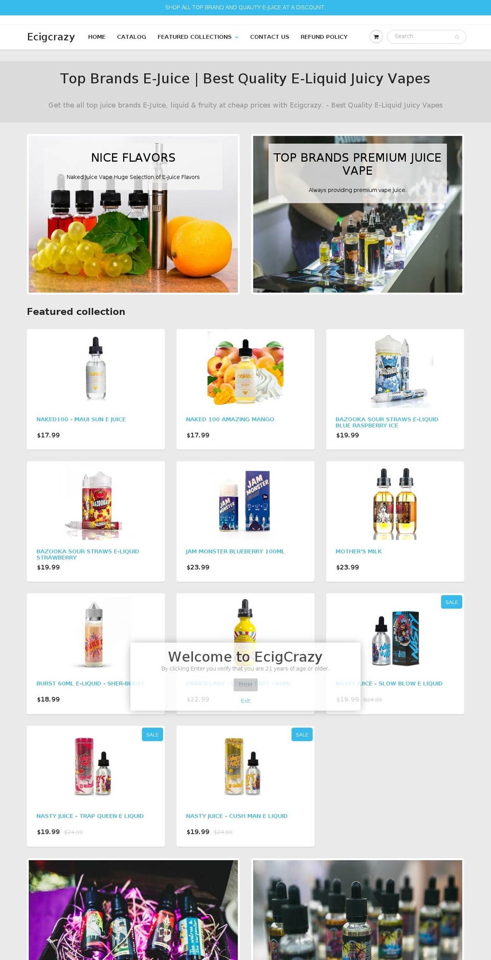 ecigcrazy.com — Shopify storefront screenshot