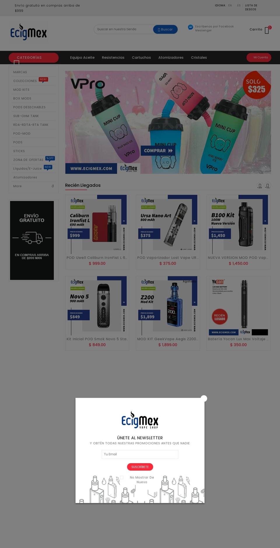 ecigmex.com shopify website screenshot