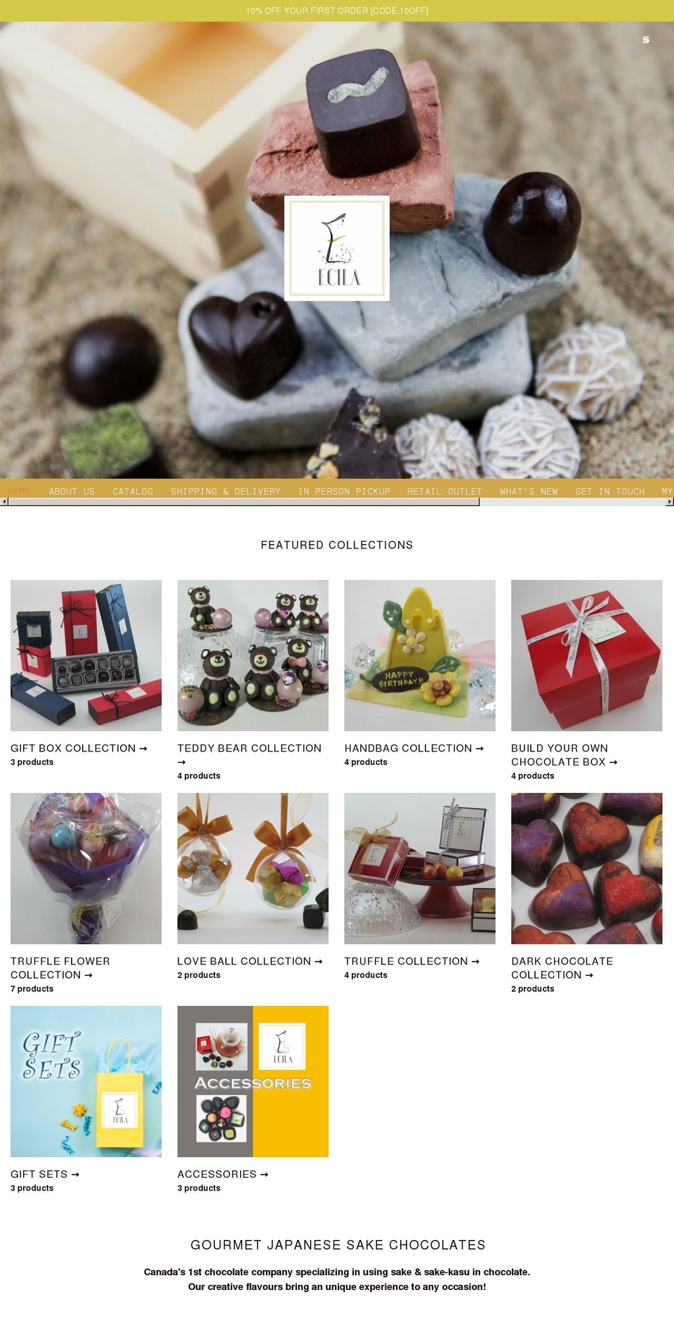 ecilasakechocolates.com — Shopify storefront screenshot