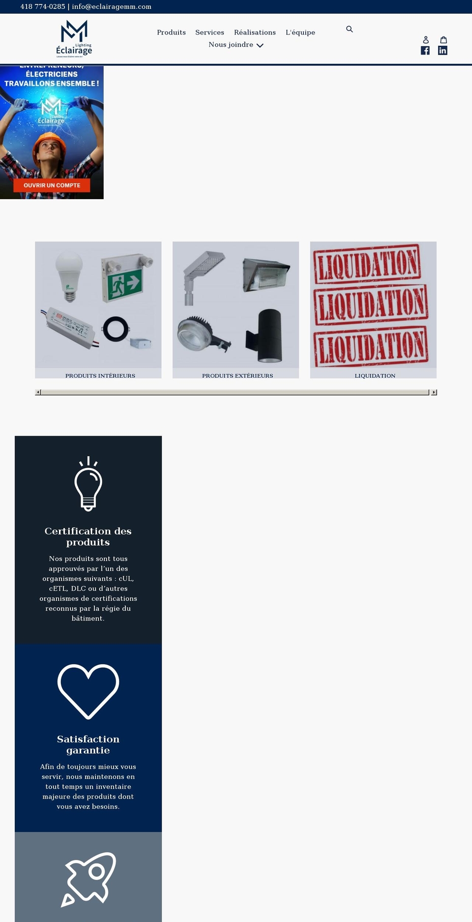 eclairagemm.com shopify website screenshot