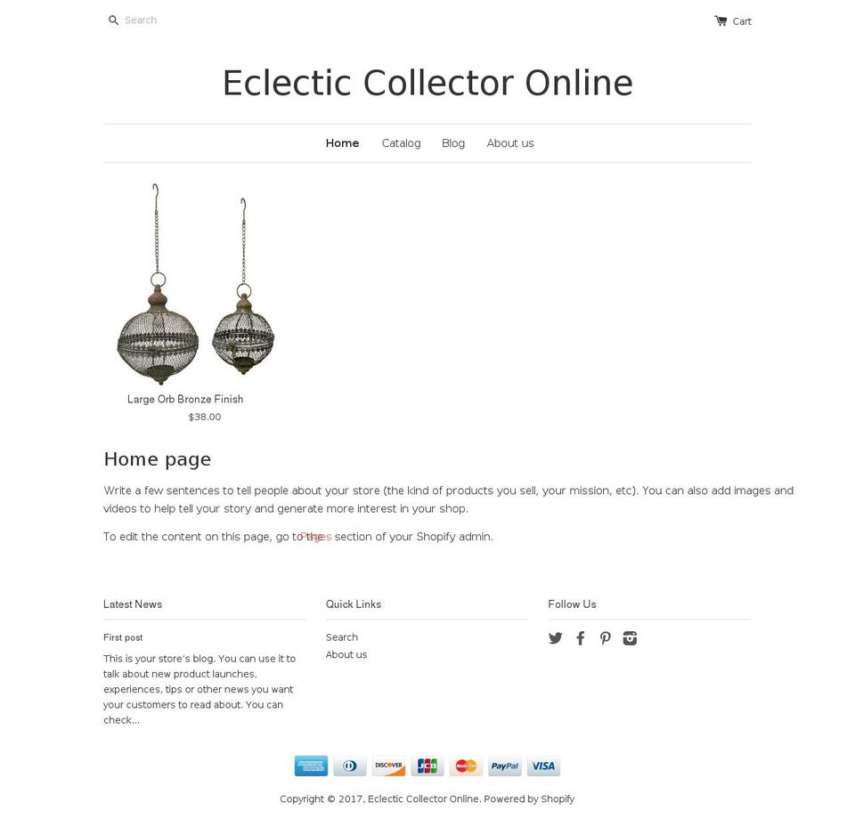 eclectic-collector.com shopify website screenshot