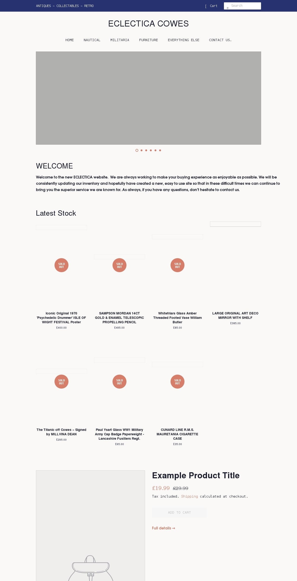 eclecticacowes.co.uk shopify website screenshot