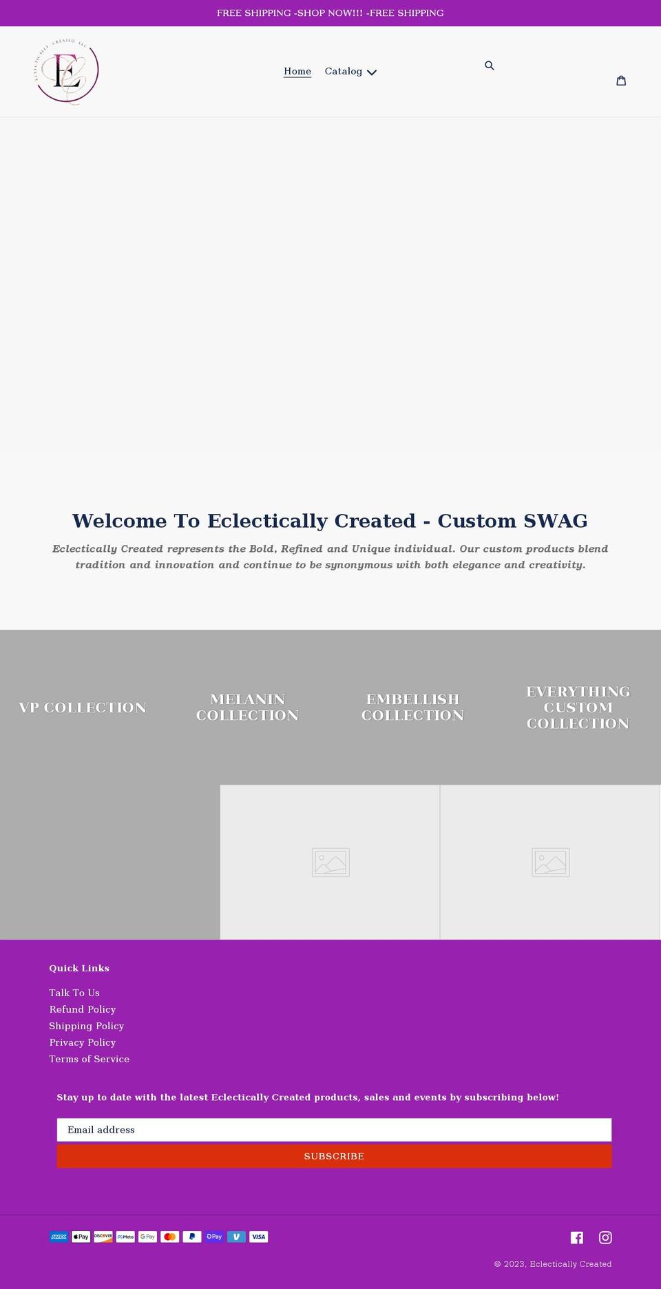 eclecticallycreated.com shopify website screenshot