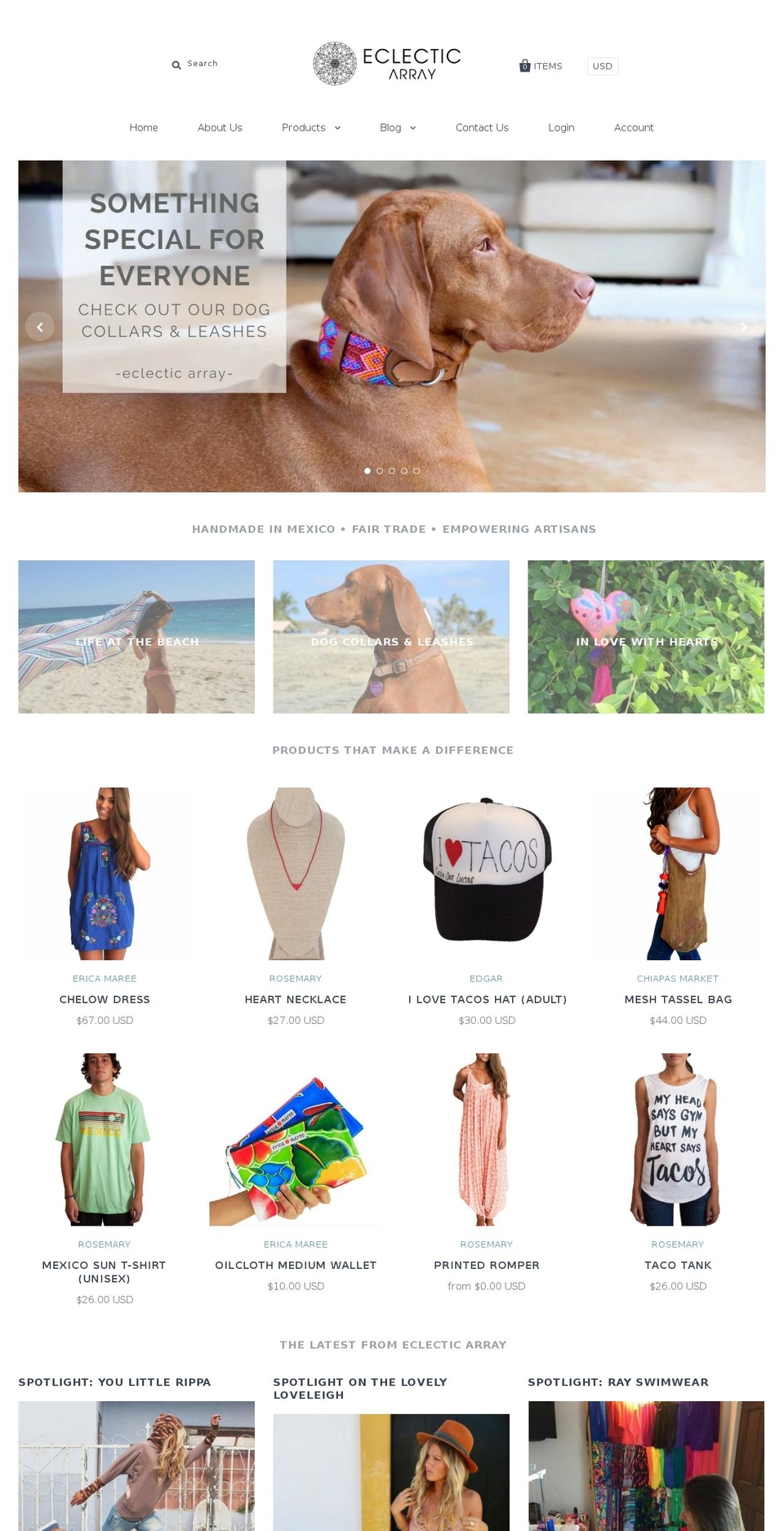eclecticarray.com shopify website screenshot