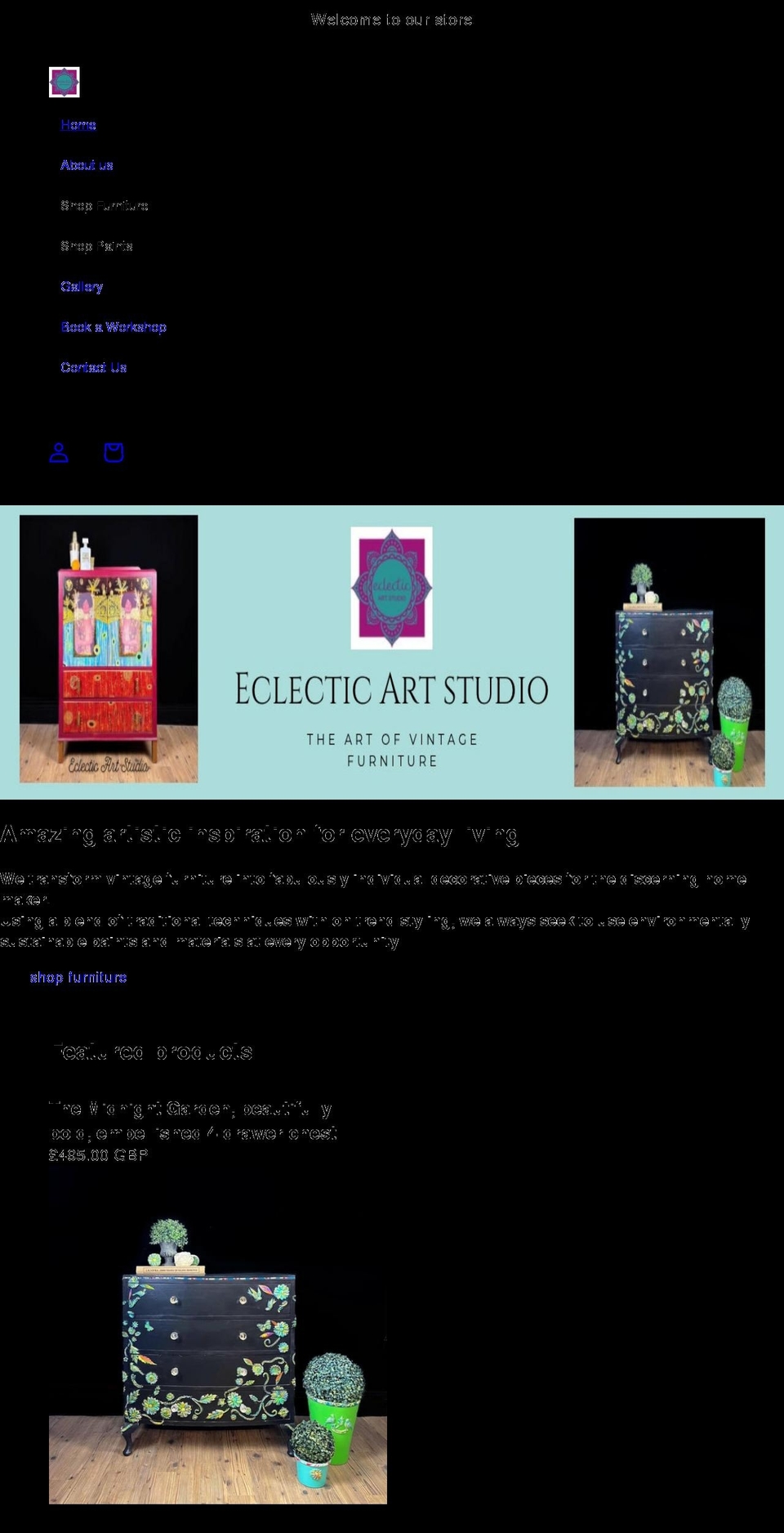 eclecticartstudio.co.uk shopify website screenshot