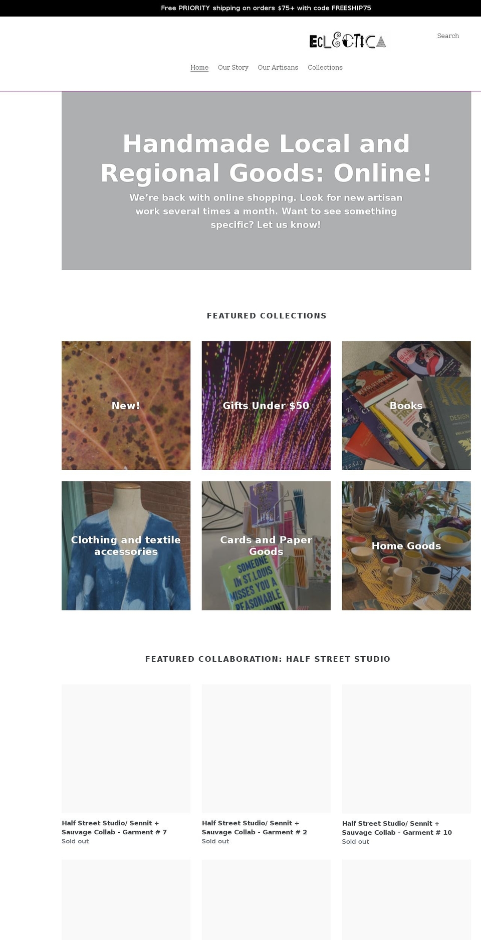eclecticastl.com shopify website screenshot