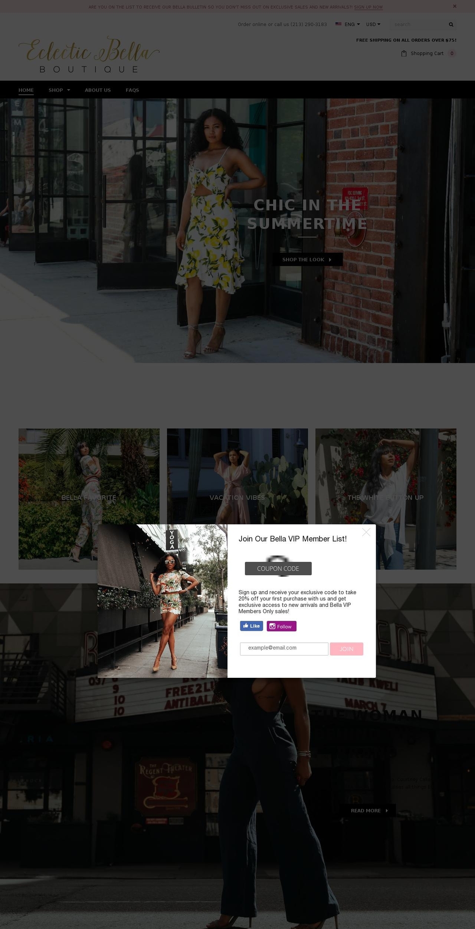 eclecticbella.com shopify website screenshot