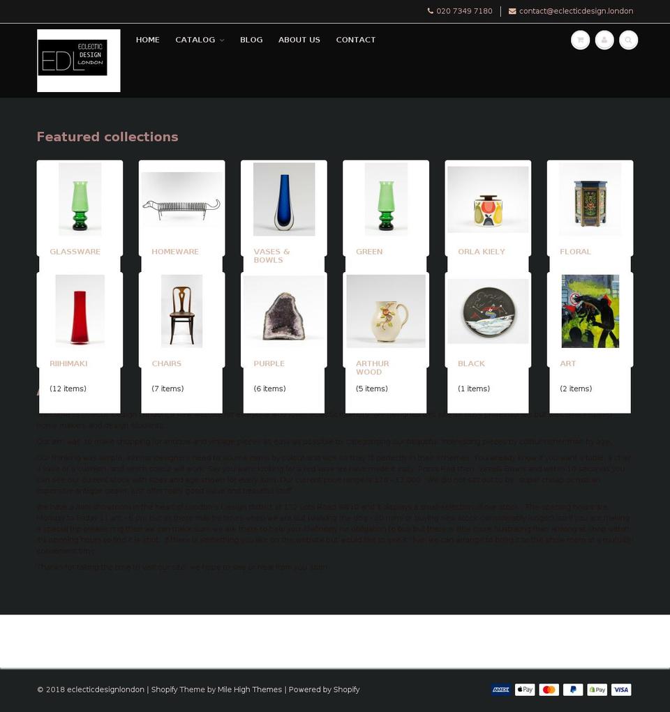 eclecticdesignlondon.com — Shopify storefront screenshot