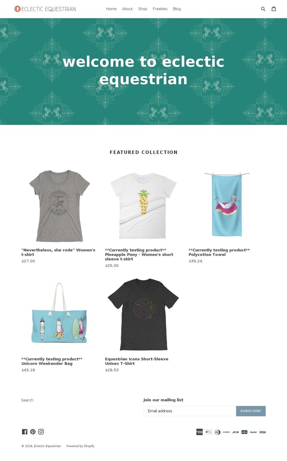 eclecticequestrian.com — Shopify storefront screenshot