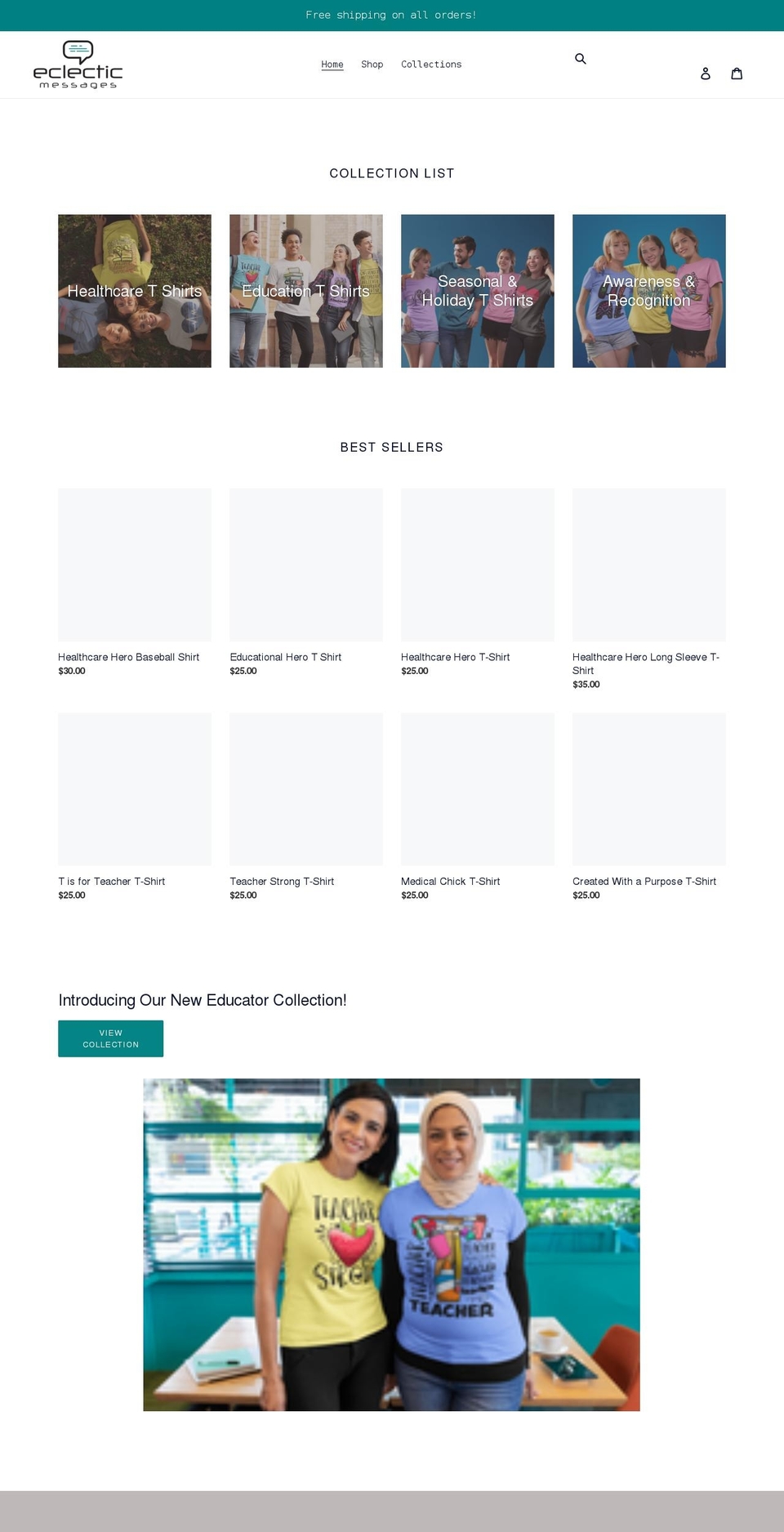 eclecticmessages.com shopify website screenshot