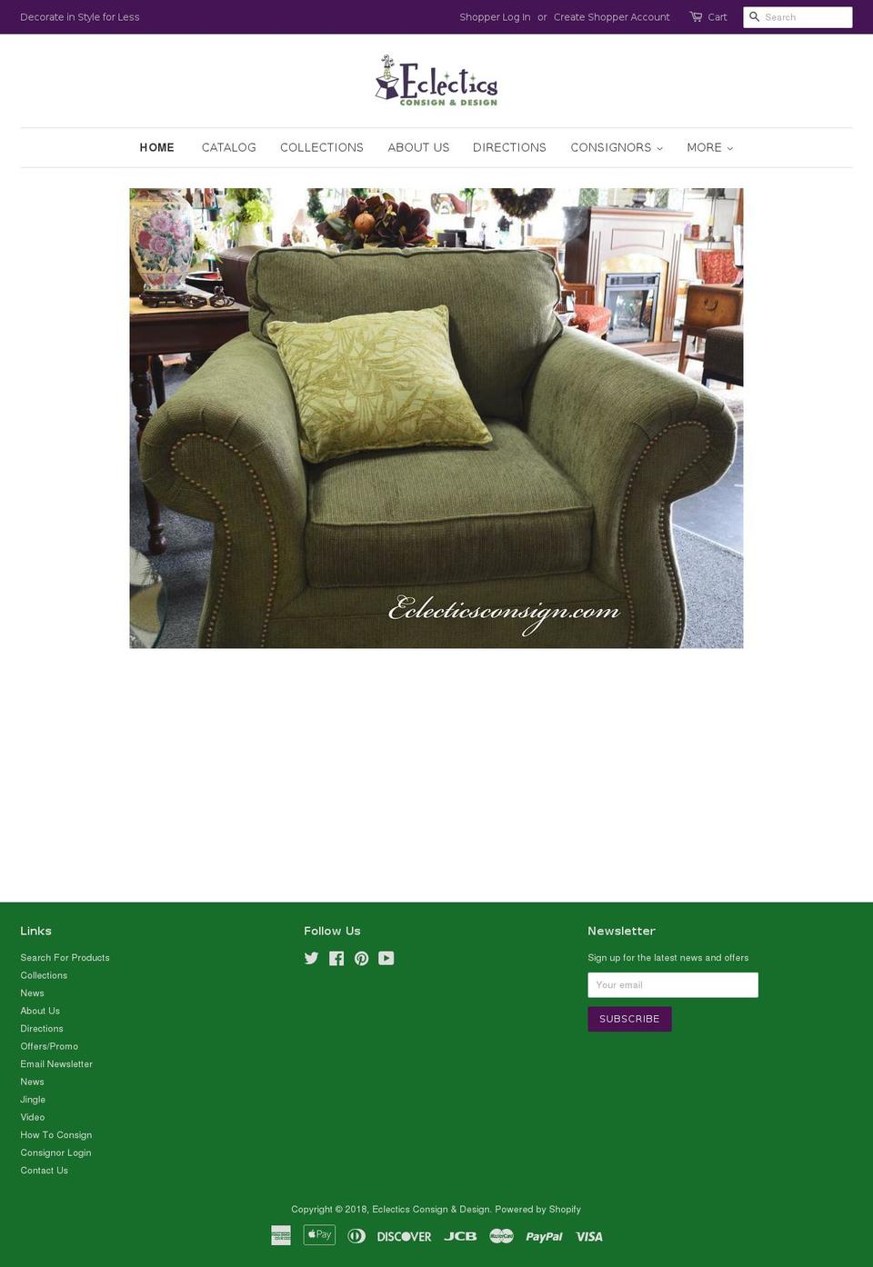 eclecticsconsign.com shopify website screenshot