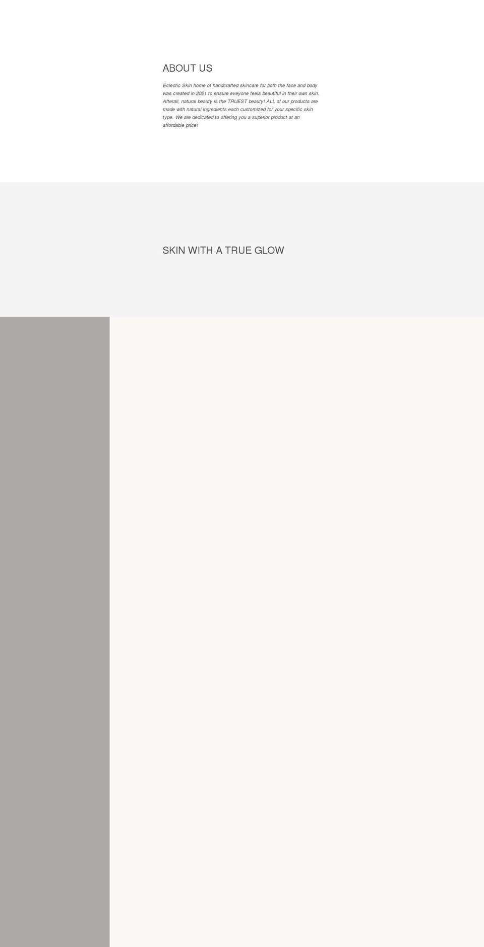 eclecticskin.net shopify website screenshot