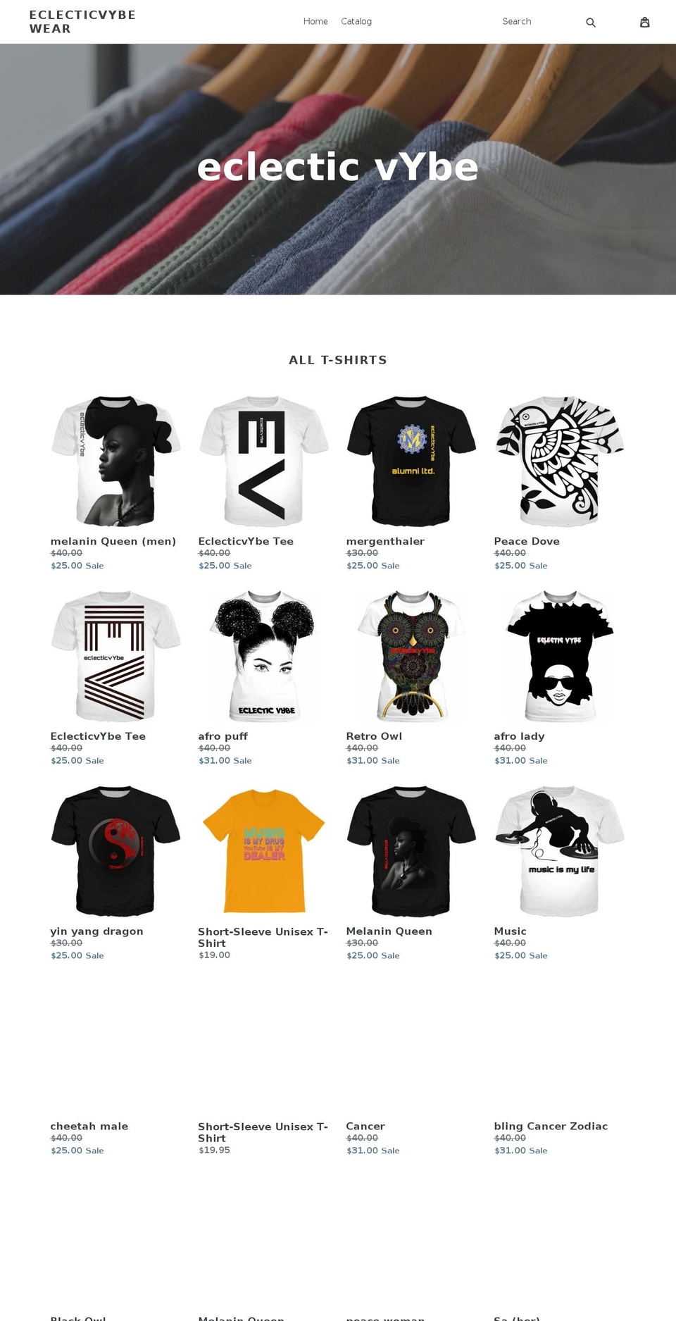 eclecticvybe.com shopify website screenshot