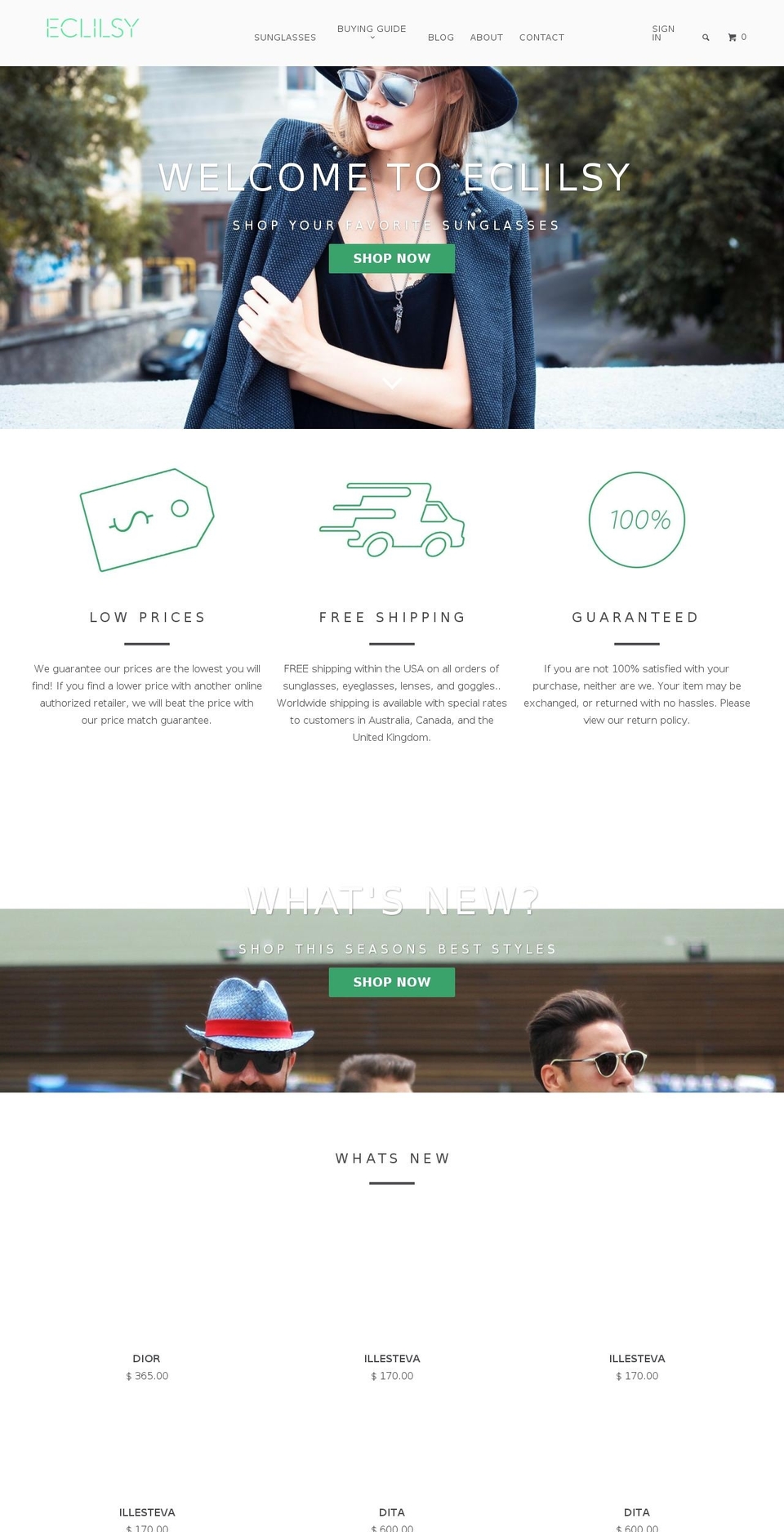 eclilsy.com — Shopify storefront screenshot