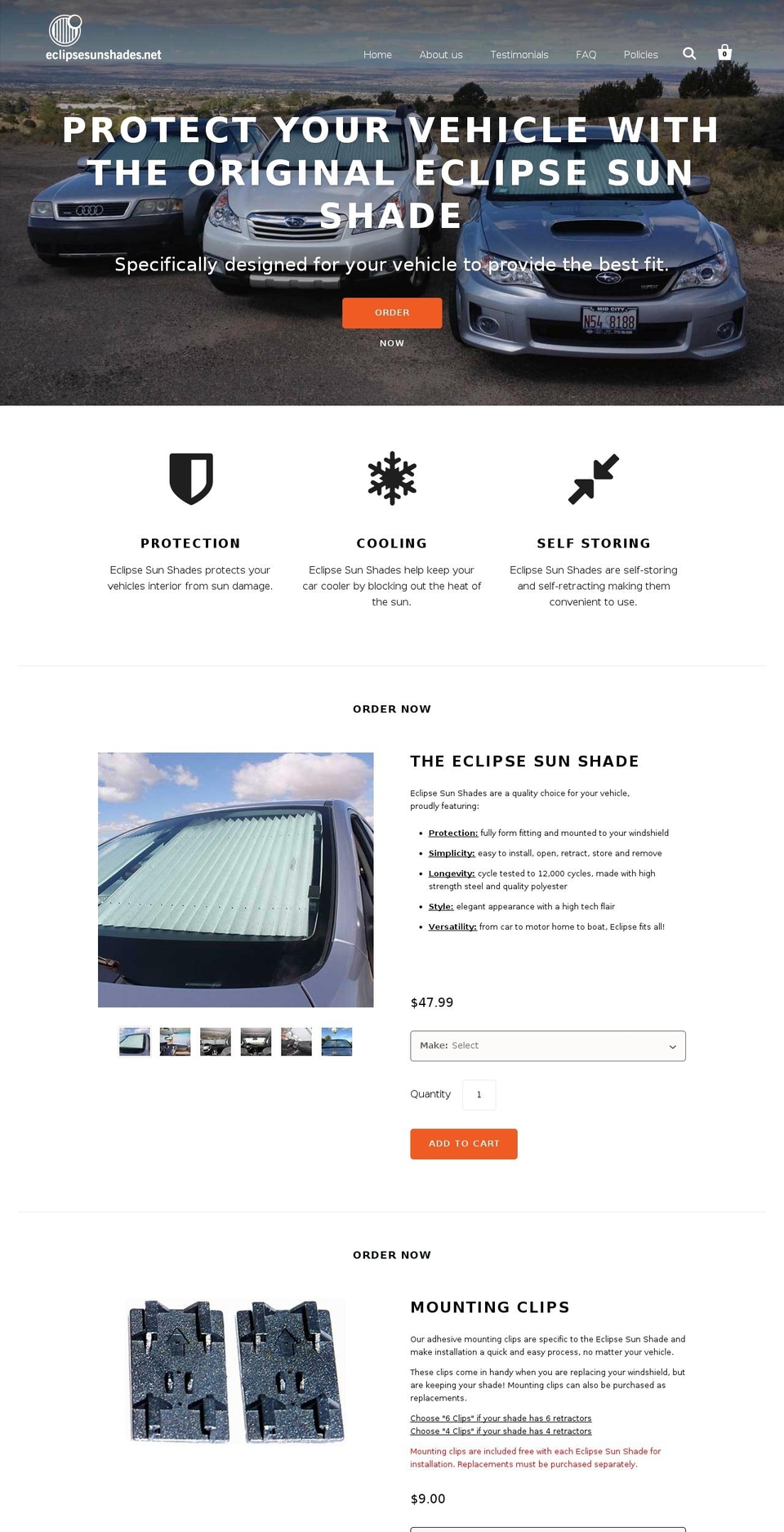 eclipse-sunshades.myshopify.com shopify website screenshot