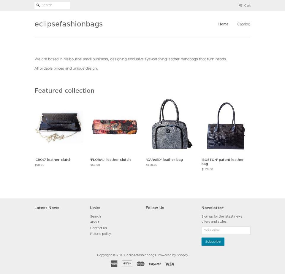 eclipsefashionbags.com.au shopify website screenshot