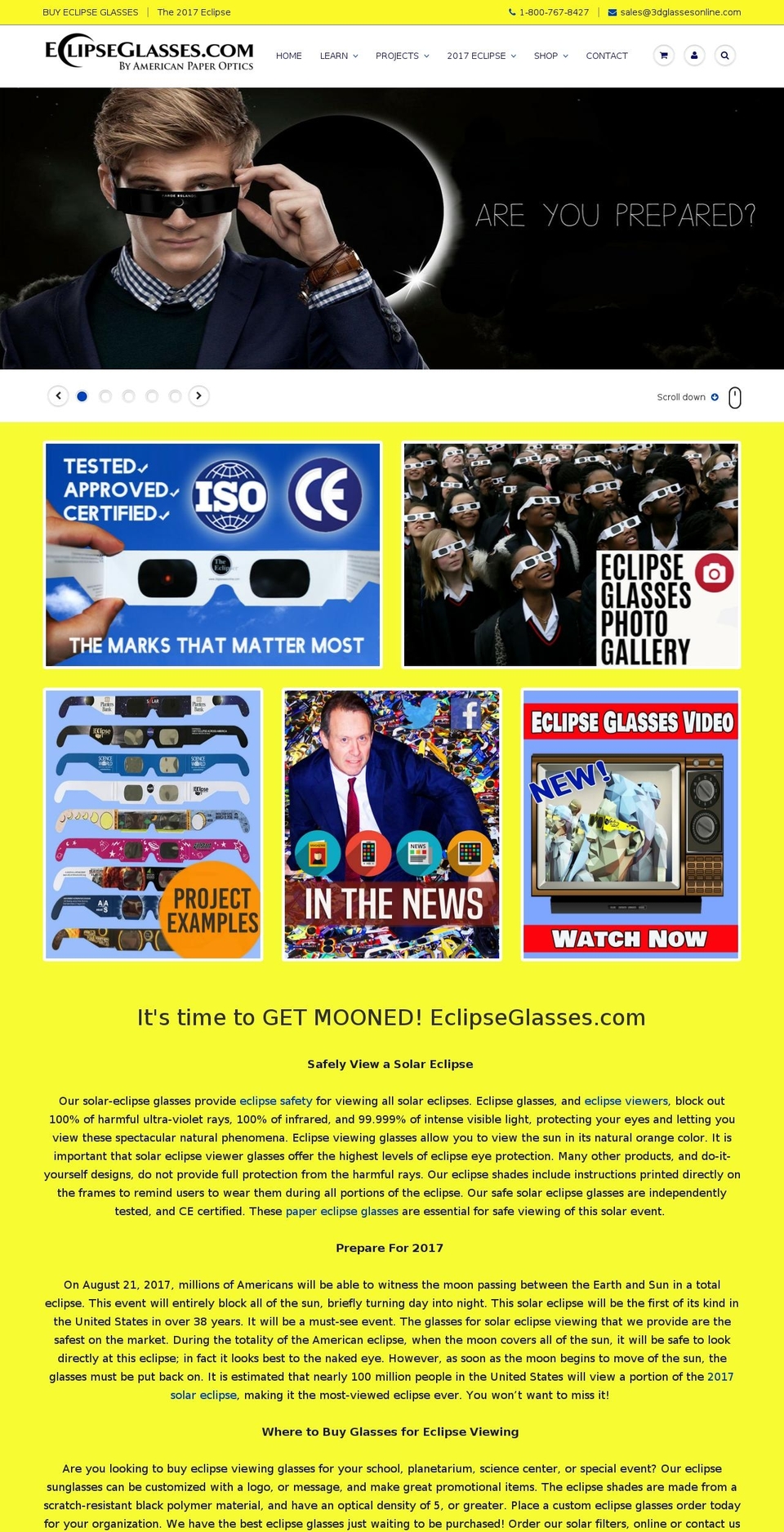 eclipseglassesfor2017.com shopify website screenshot