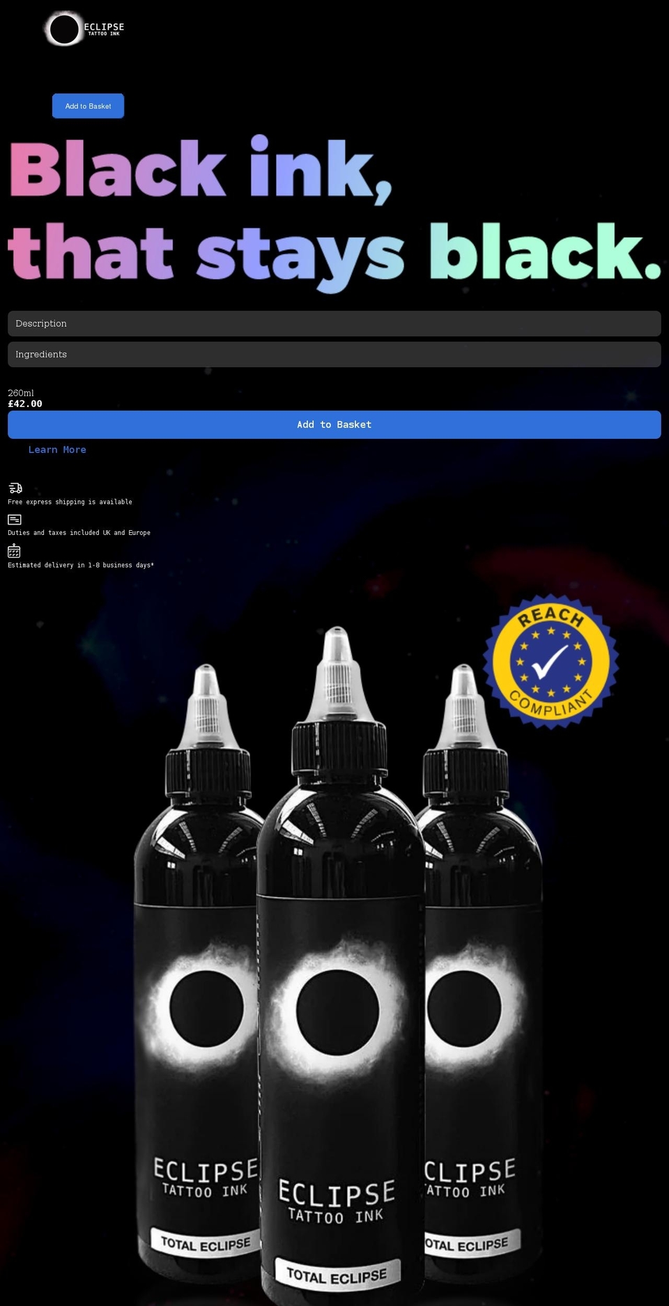 eclipse Shopify theme site example eclipsetattooink.com