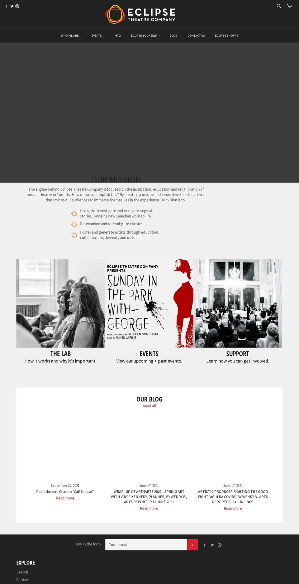 eclipsetheatre.ca shopify website screenshot
