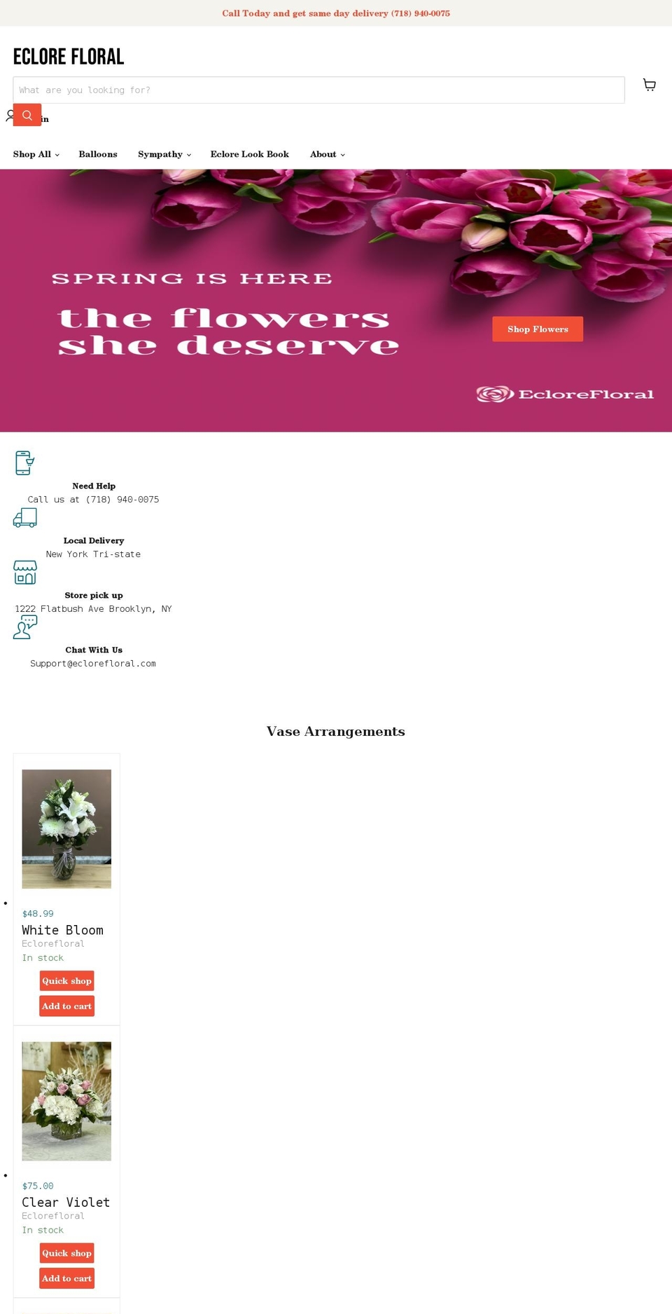 eclorefloral.com shopify website screenshot
