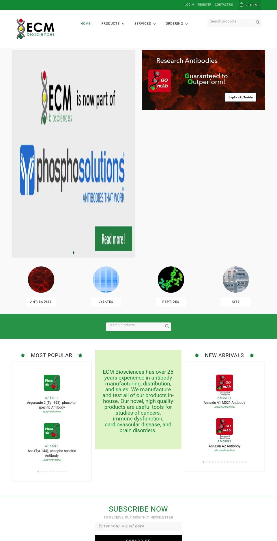 ecmbio.com shopify website screenshot