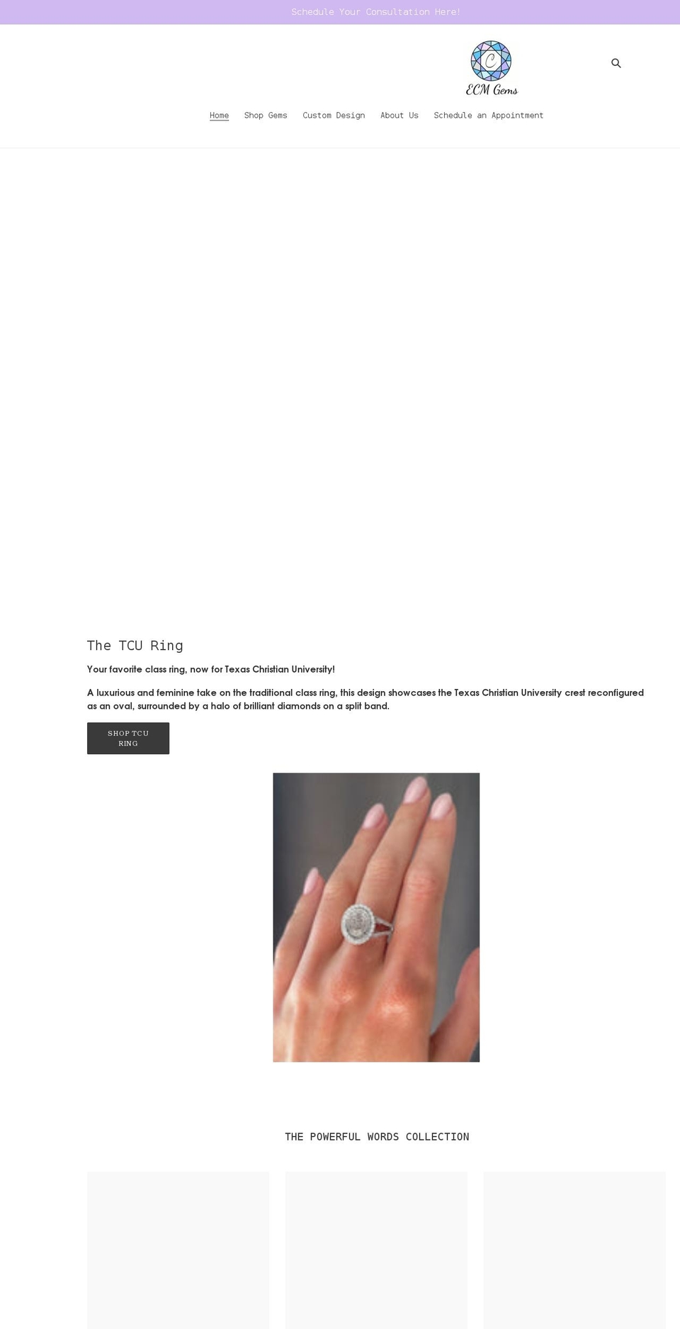 ecmgems.com shopify website screenshot