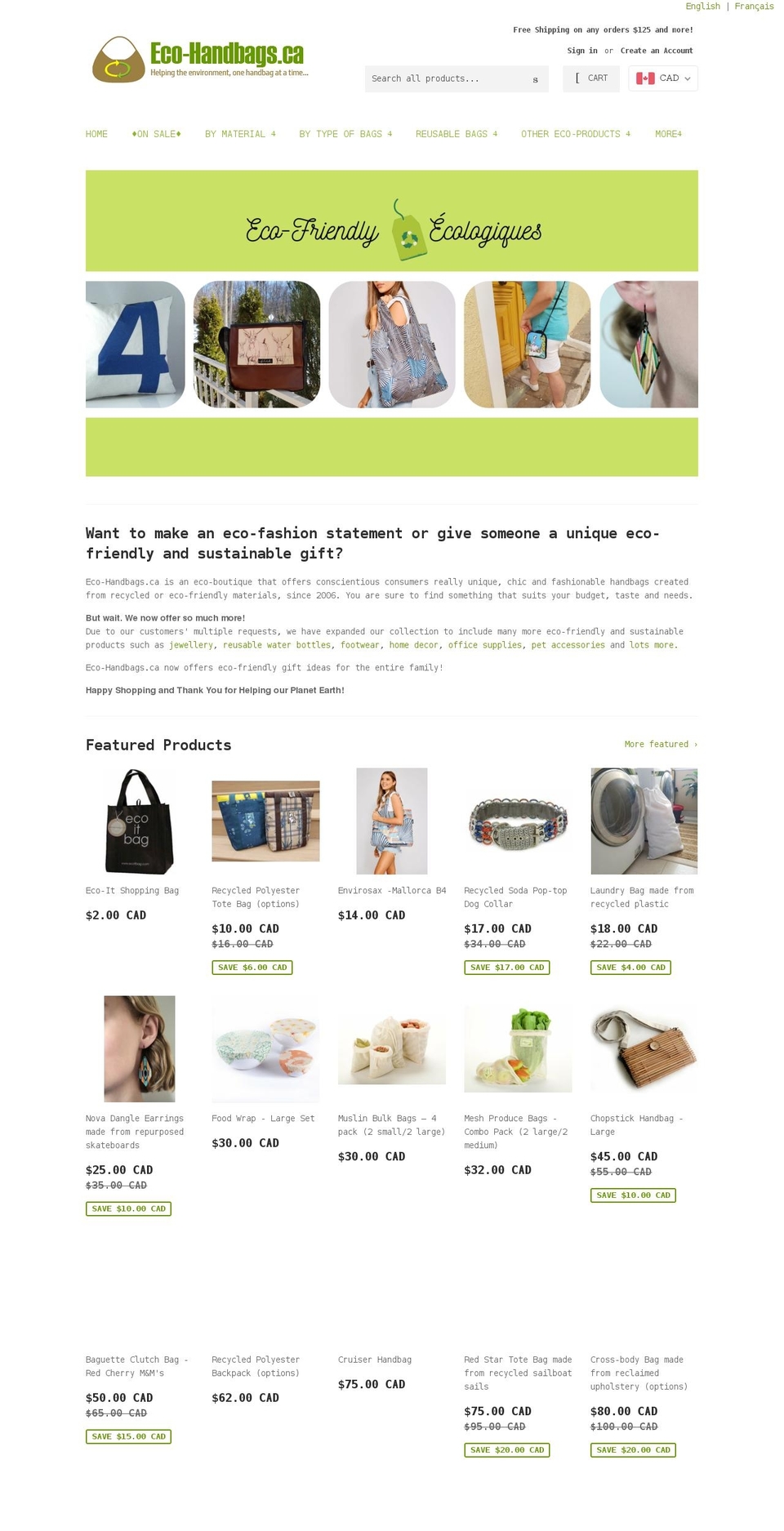 eco-handbags.ca shopify website screenshot