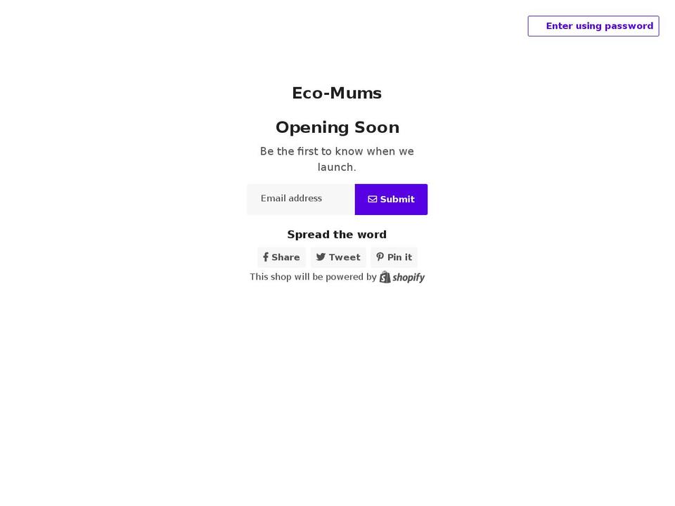 eco-mums.myshopify.com shopify website screenshot