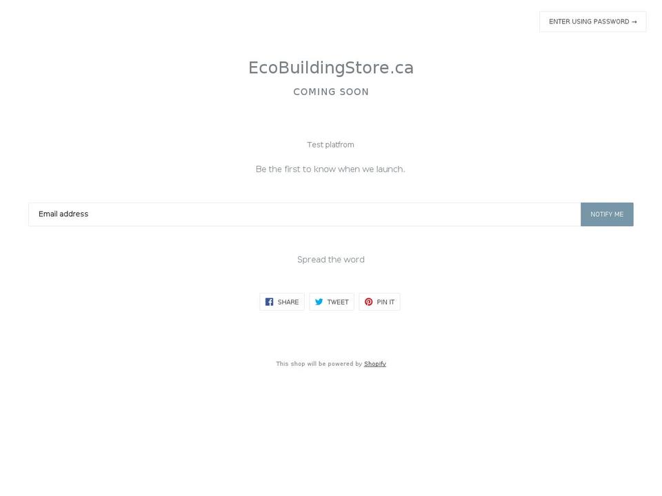 ecobuildingstore.ca shopify website screenshot