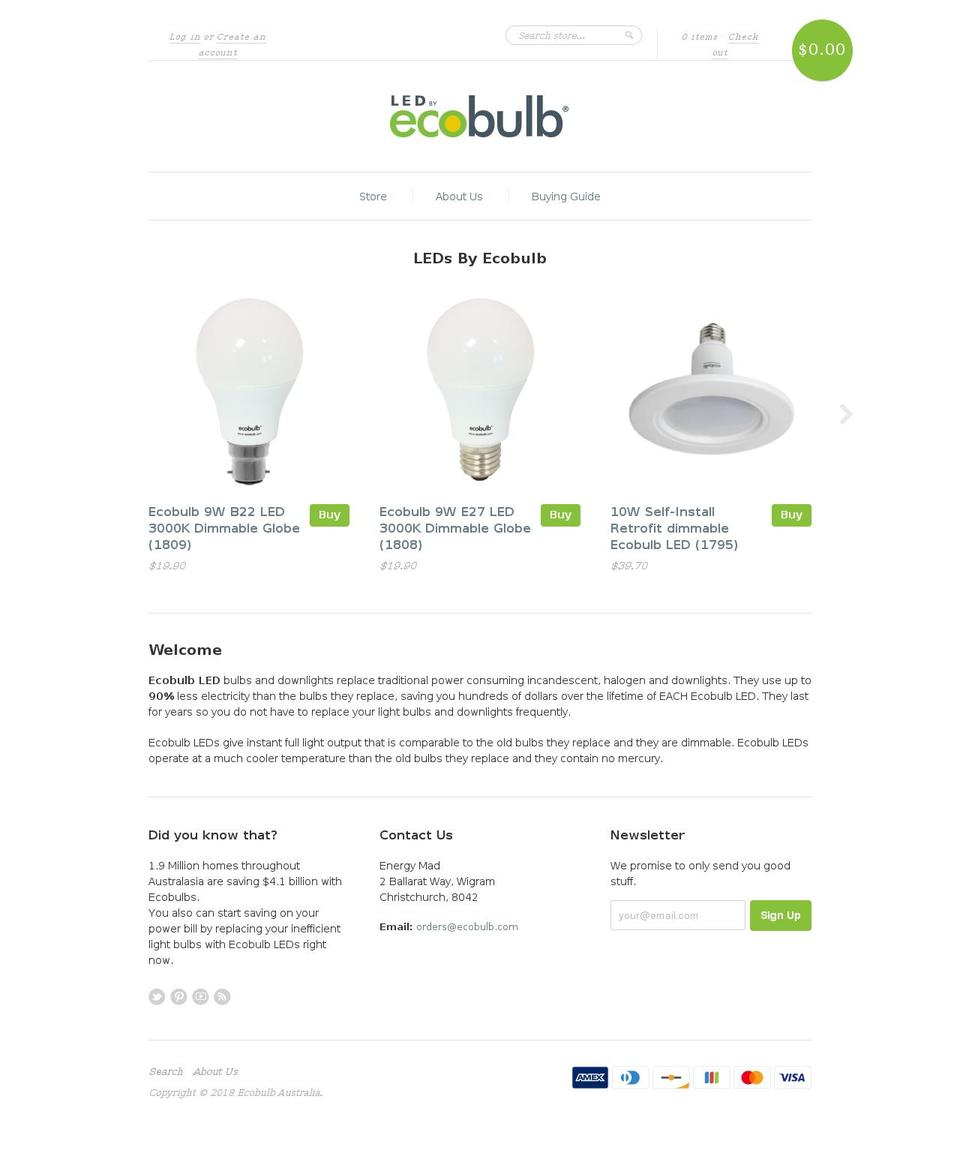 ecobulb.com shopify website screenshot