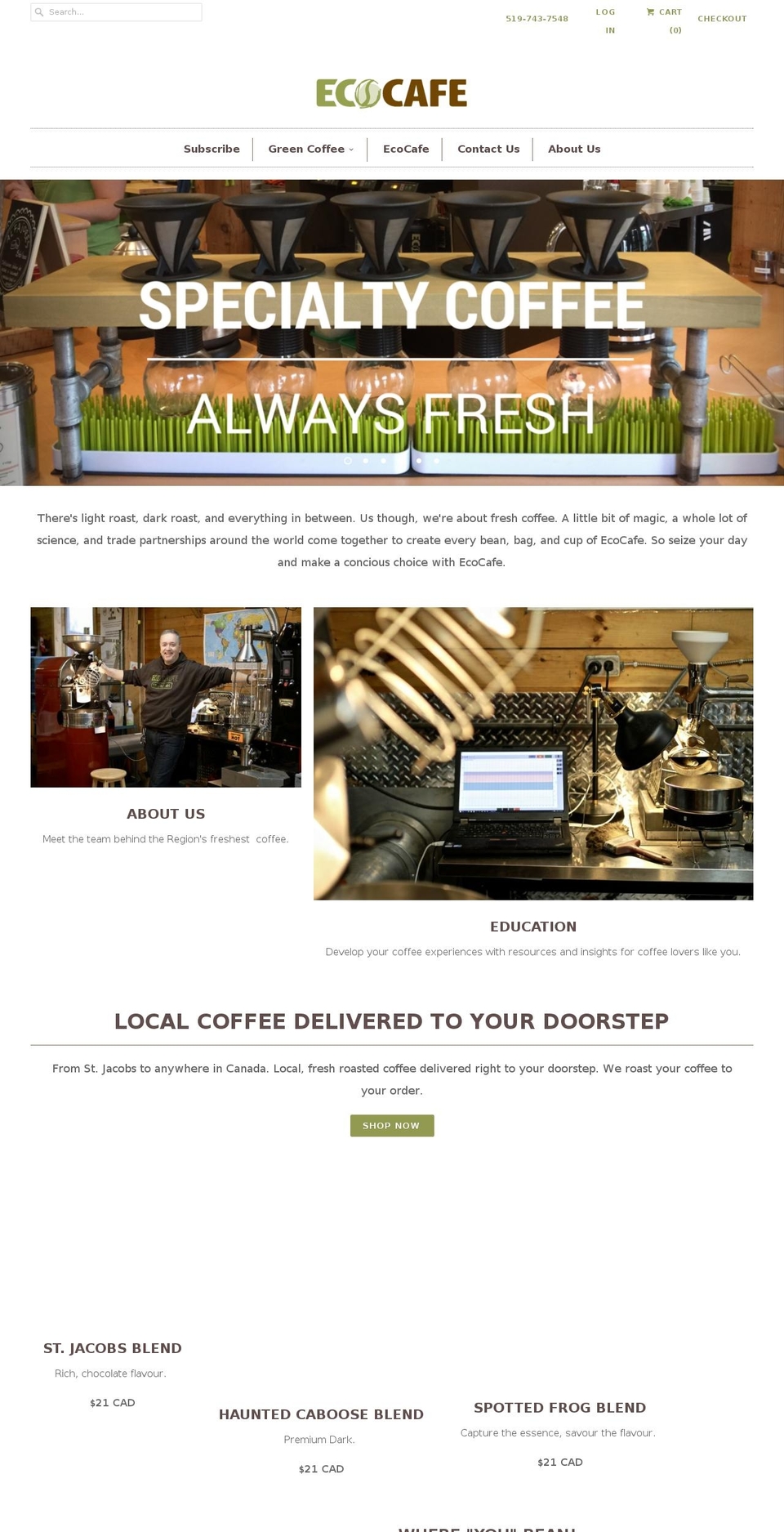 ecocafestjacobs.com — Shopify storefront screenshot