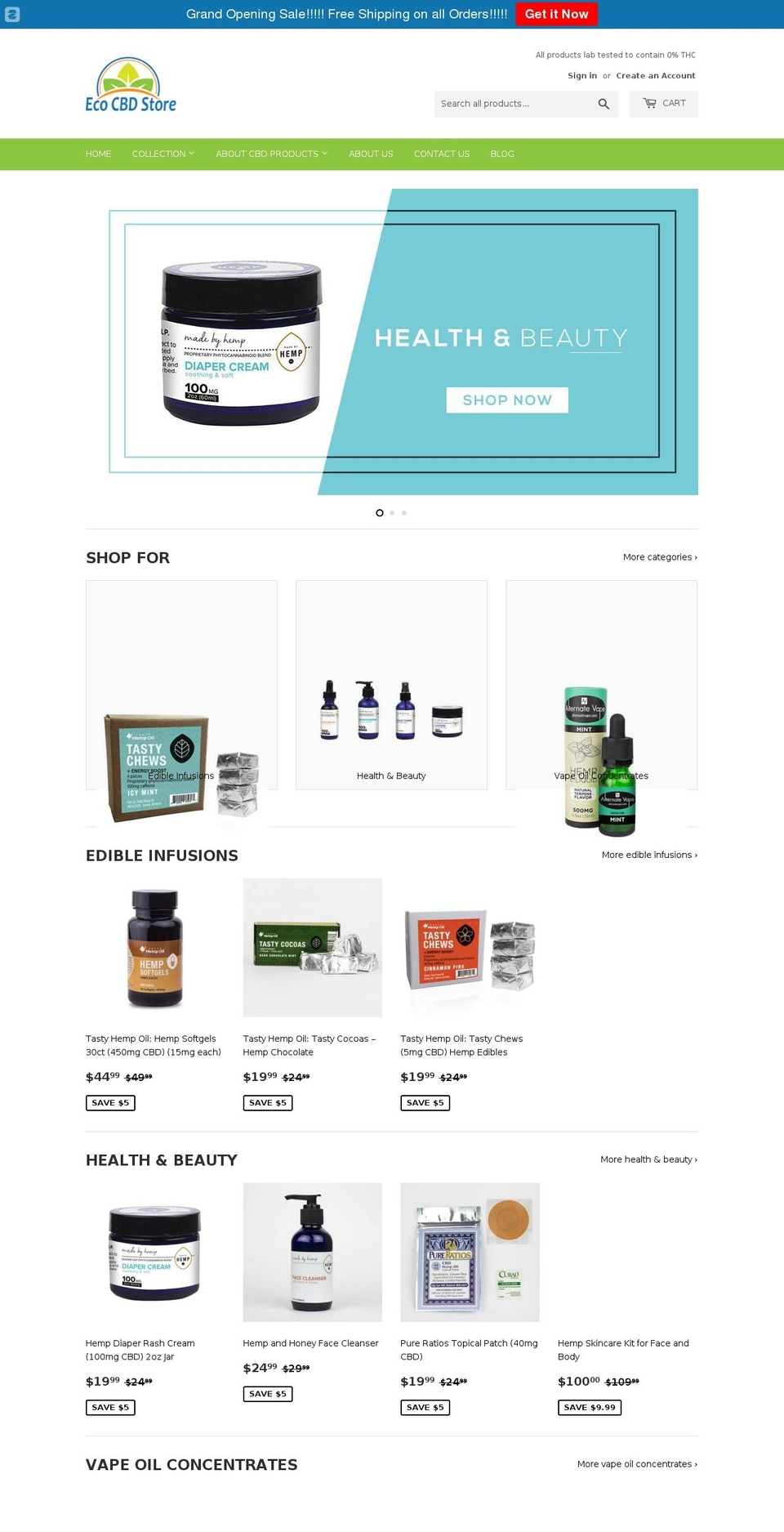 ecocbdstore.com — Shopify storefront screenshot