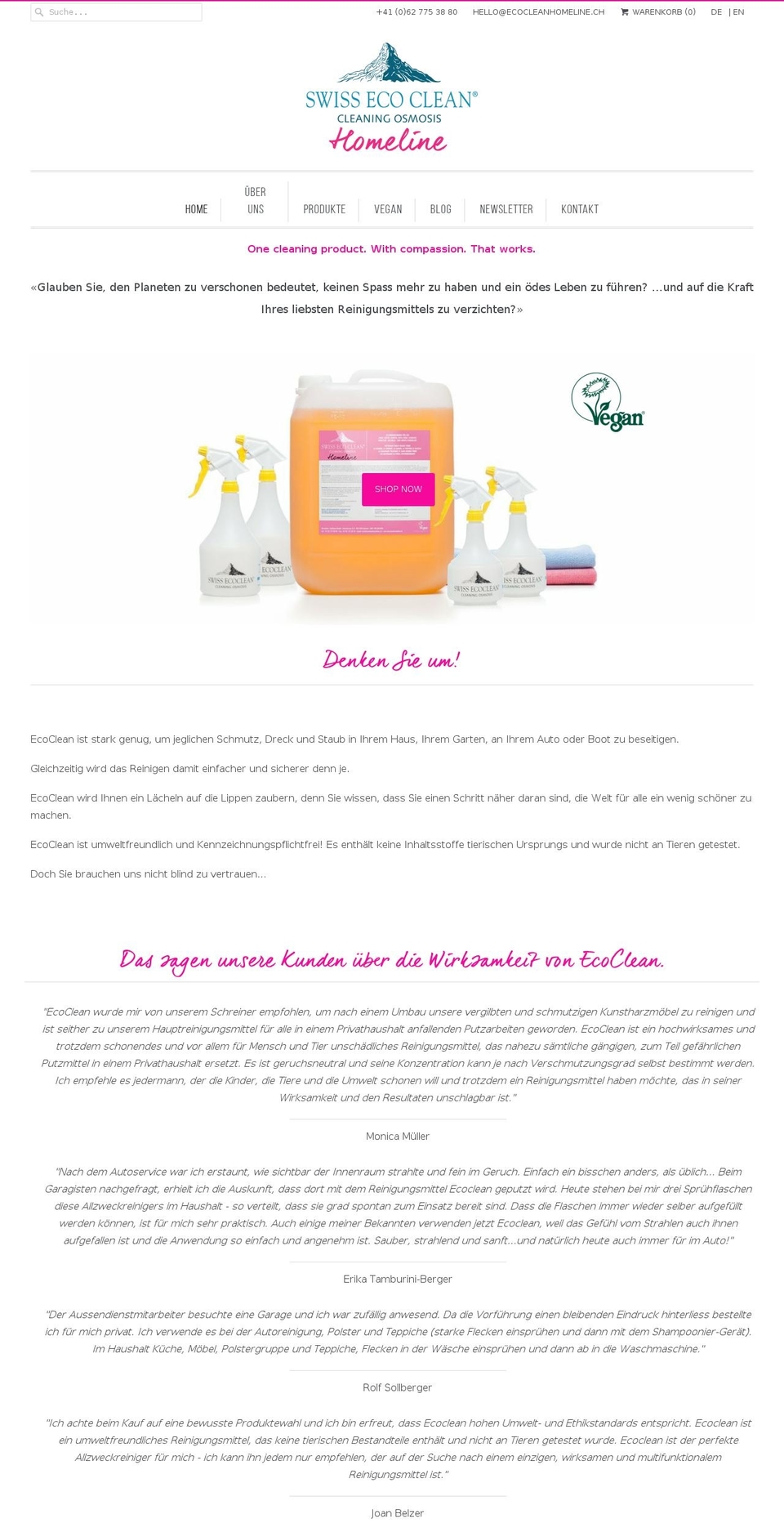 ecocleanhomeline.ch shopify website screenshot