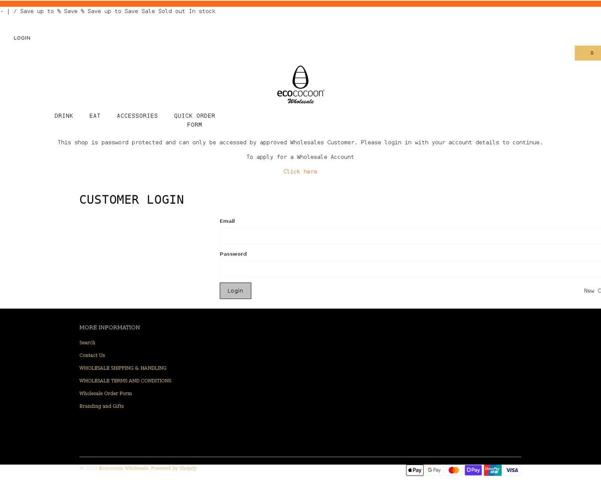 ecococoonwholesale.com.au shopify website screenshot
