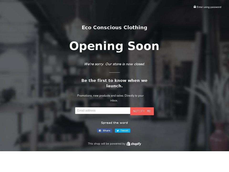 ecoconsciousclothing.com — Shopify storefront screenshot