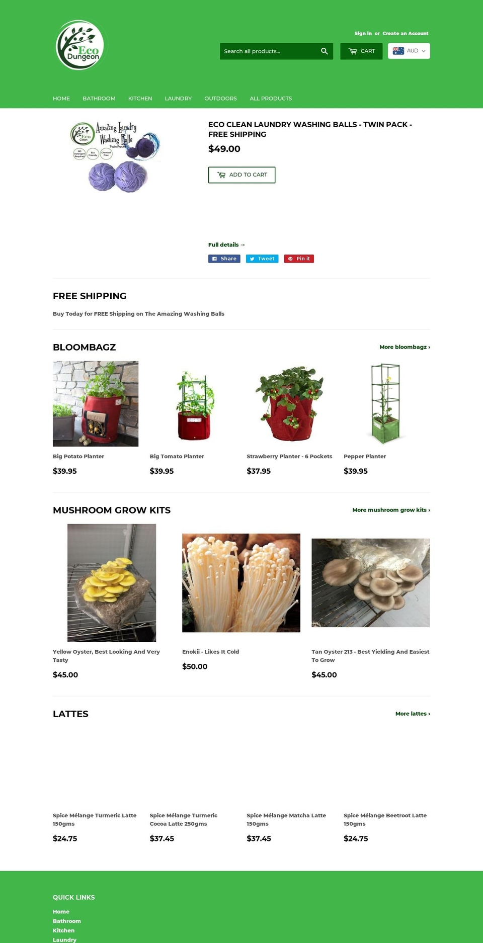 ecodungeon.com.au shopify website screenshot