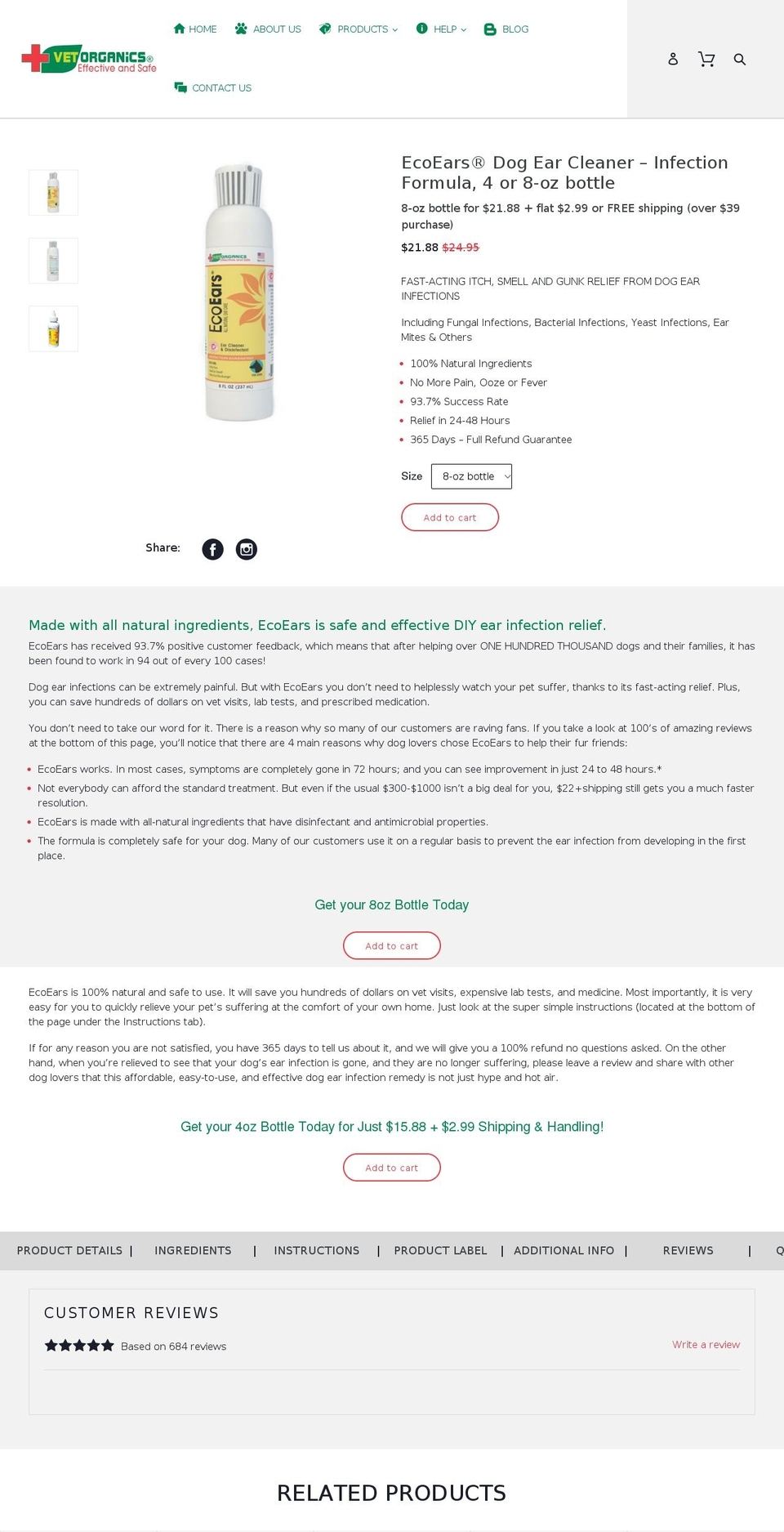 ecoears.com shopify website screenshot