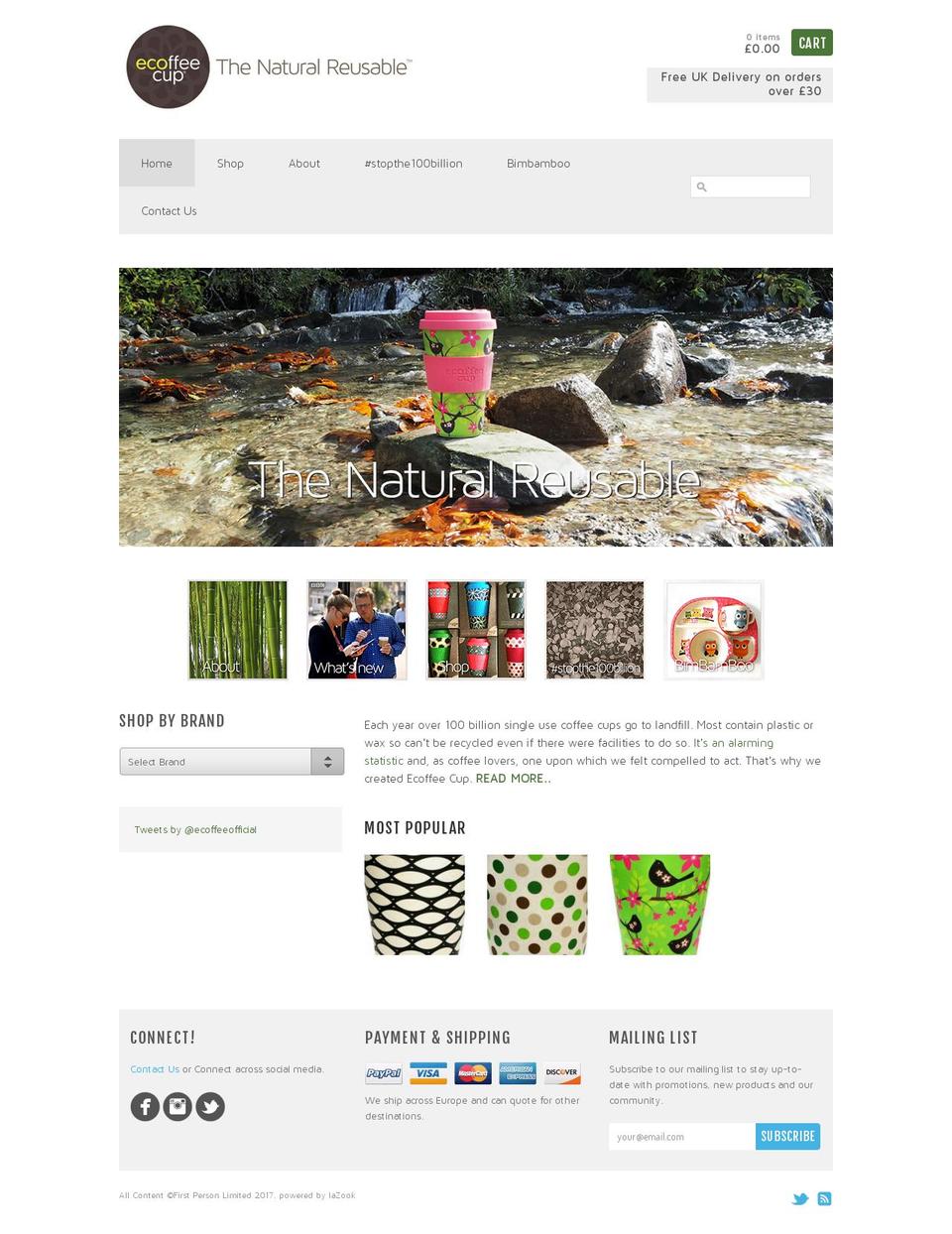 ecoffeecup.net shopify website screenshot