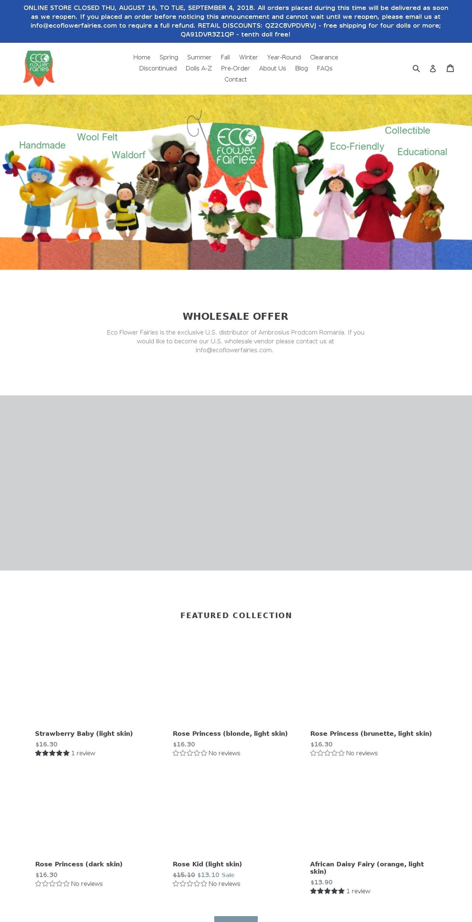 ecoflowerfairies.com — Shopify storefront screenshot