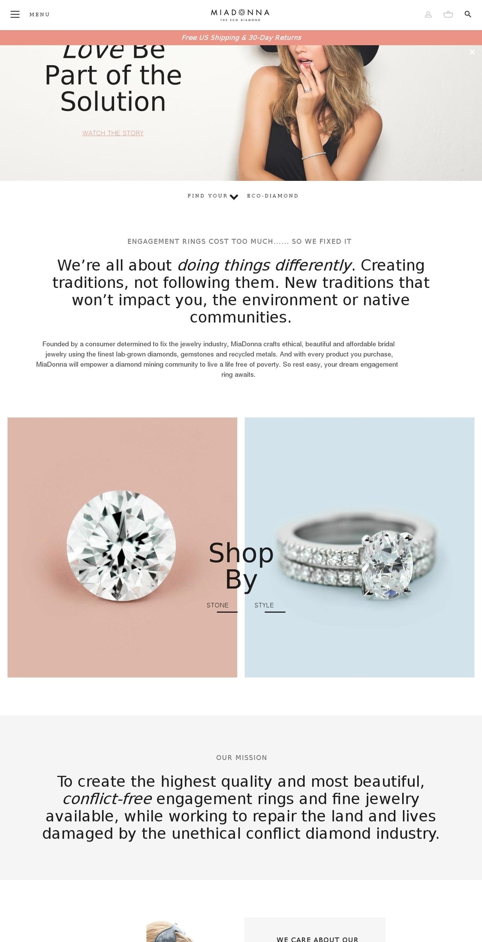 master Shopify theme site example ecofriendlydiamond.com