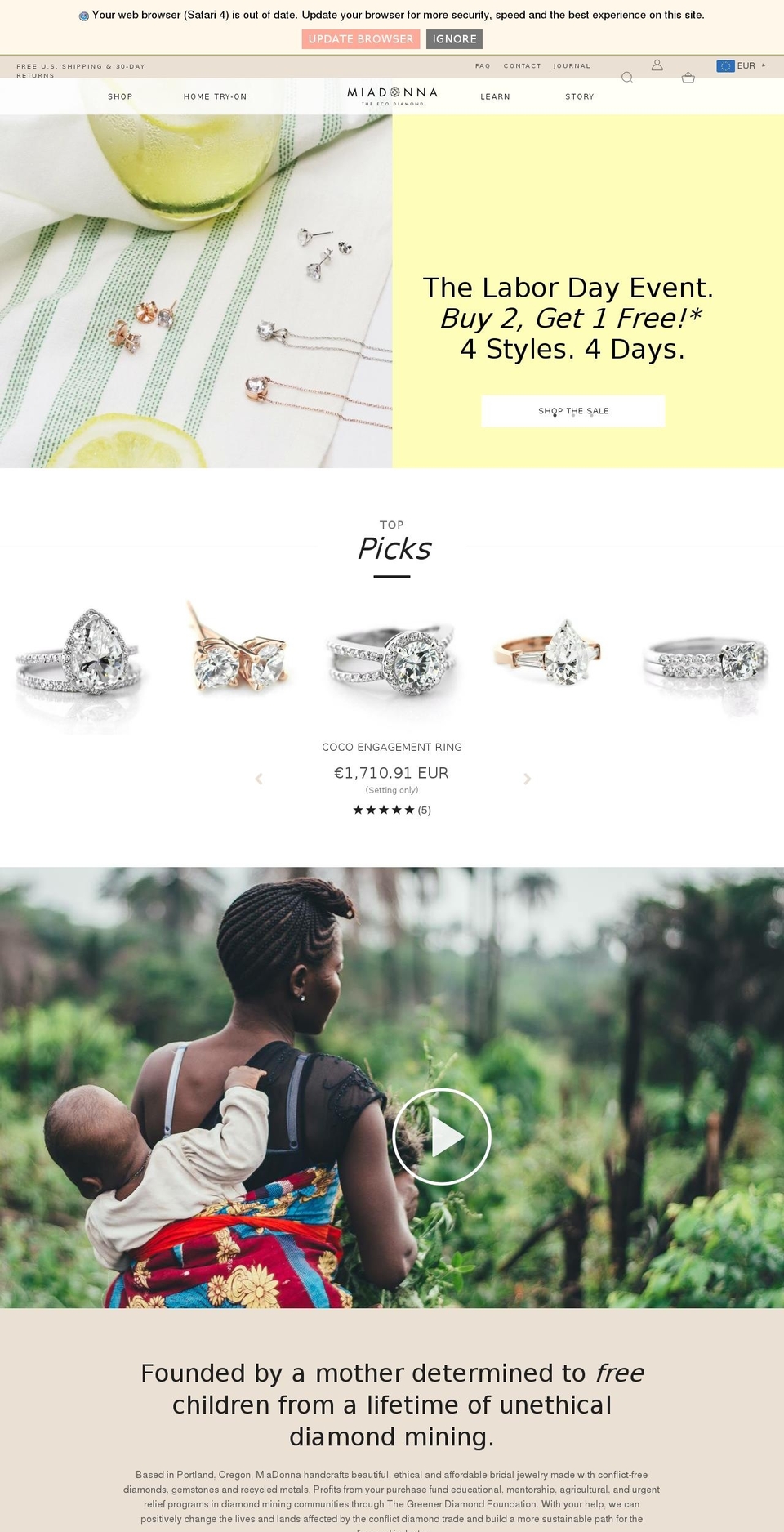 Live Theme - Updated 7.19.18 Shopify theme site example ecofriendlydiamonds.org