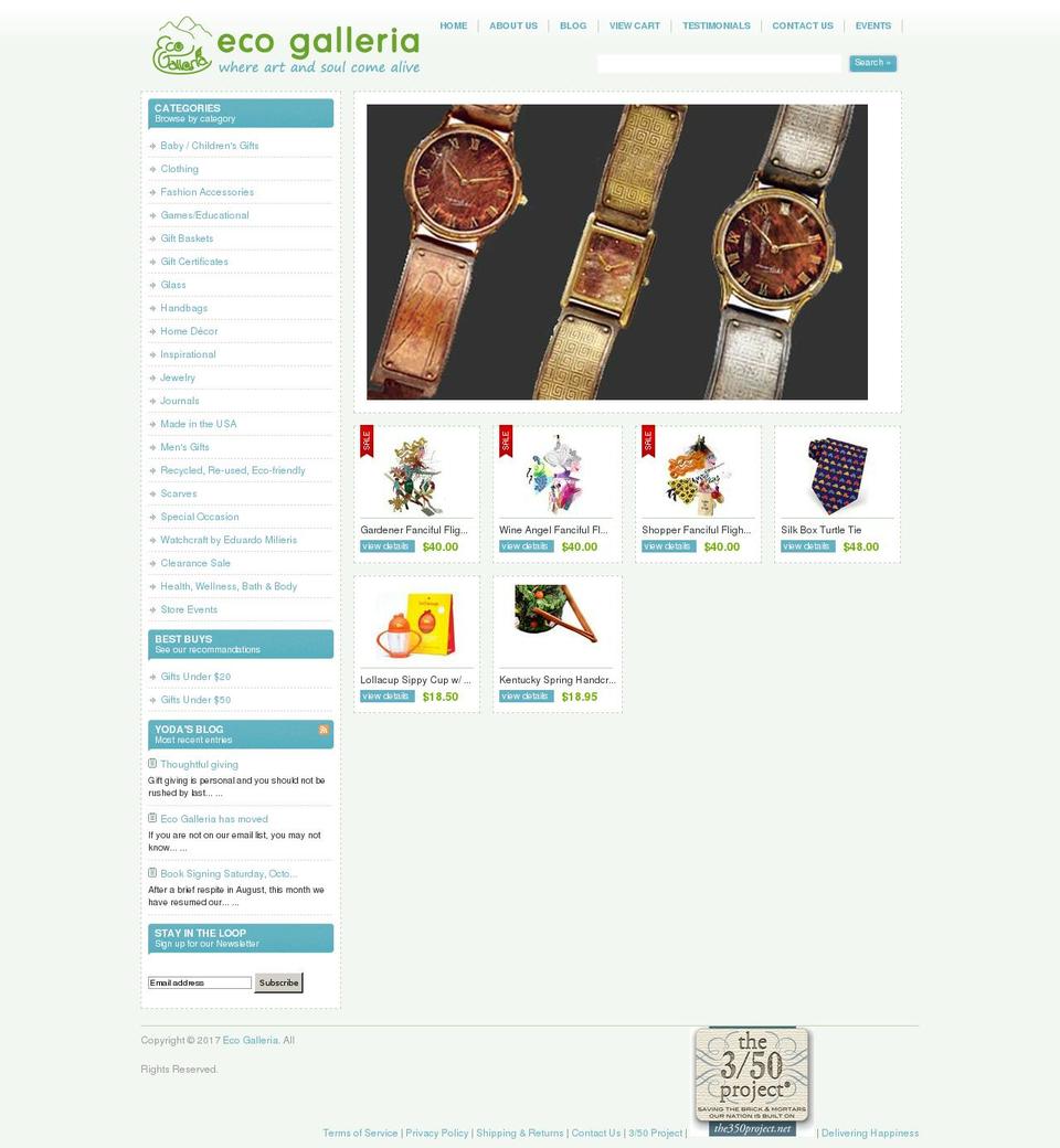 main Shopify theme site example ecogalleria.com