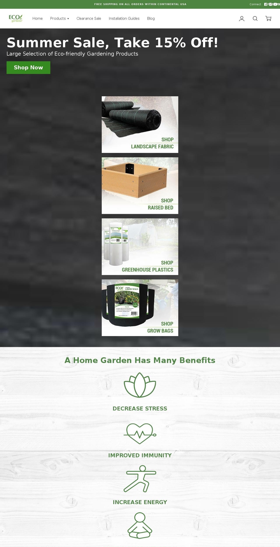 DEV new theme Shopify theme site example ecogardener.com