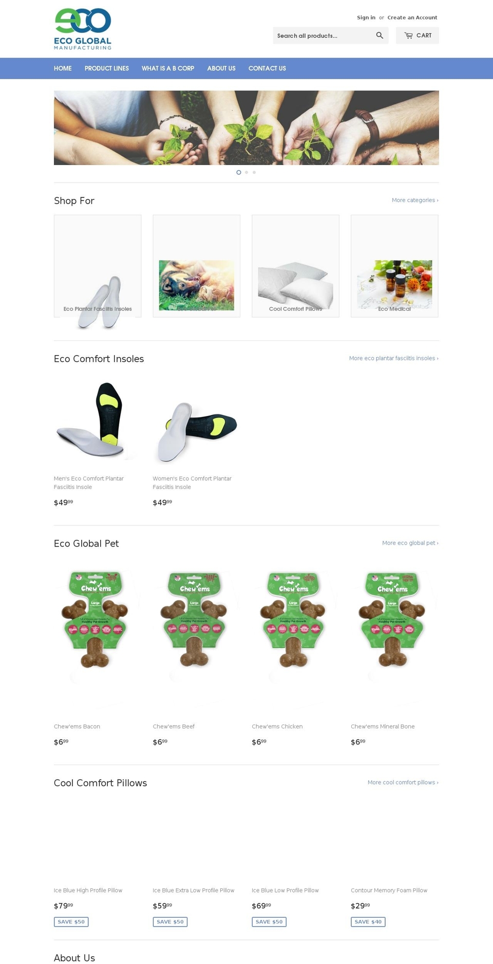 ecoglobalmfg.com shopify website screenshot