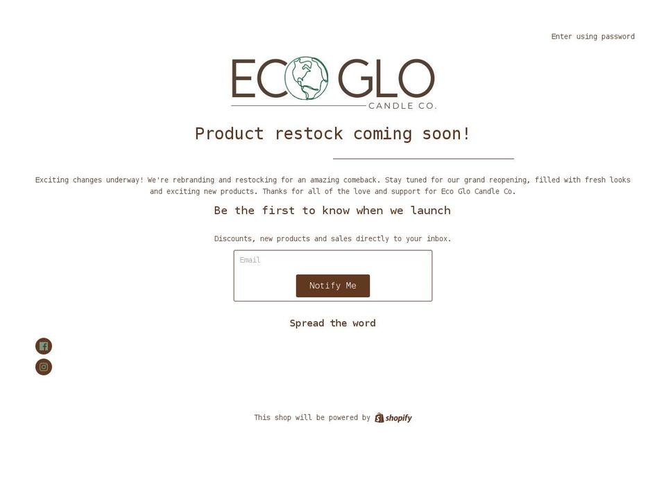 ecoglocandleco.com shopify website screenshot