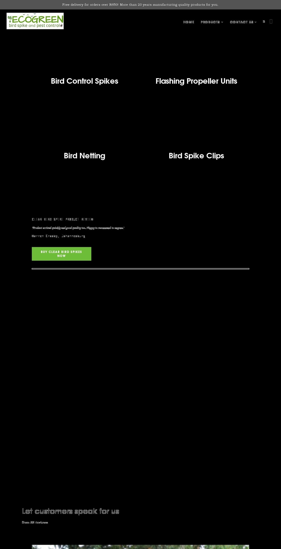 ecogreenbirdspike.co.za shopify website screenshot