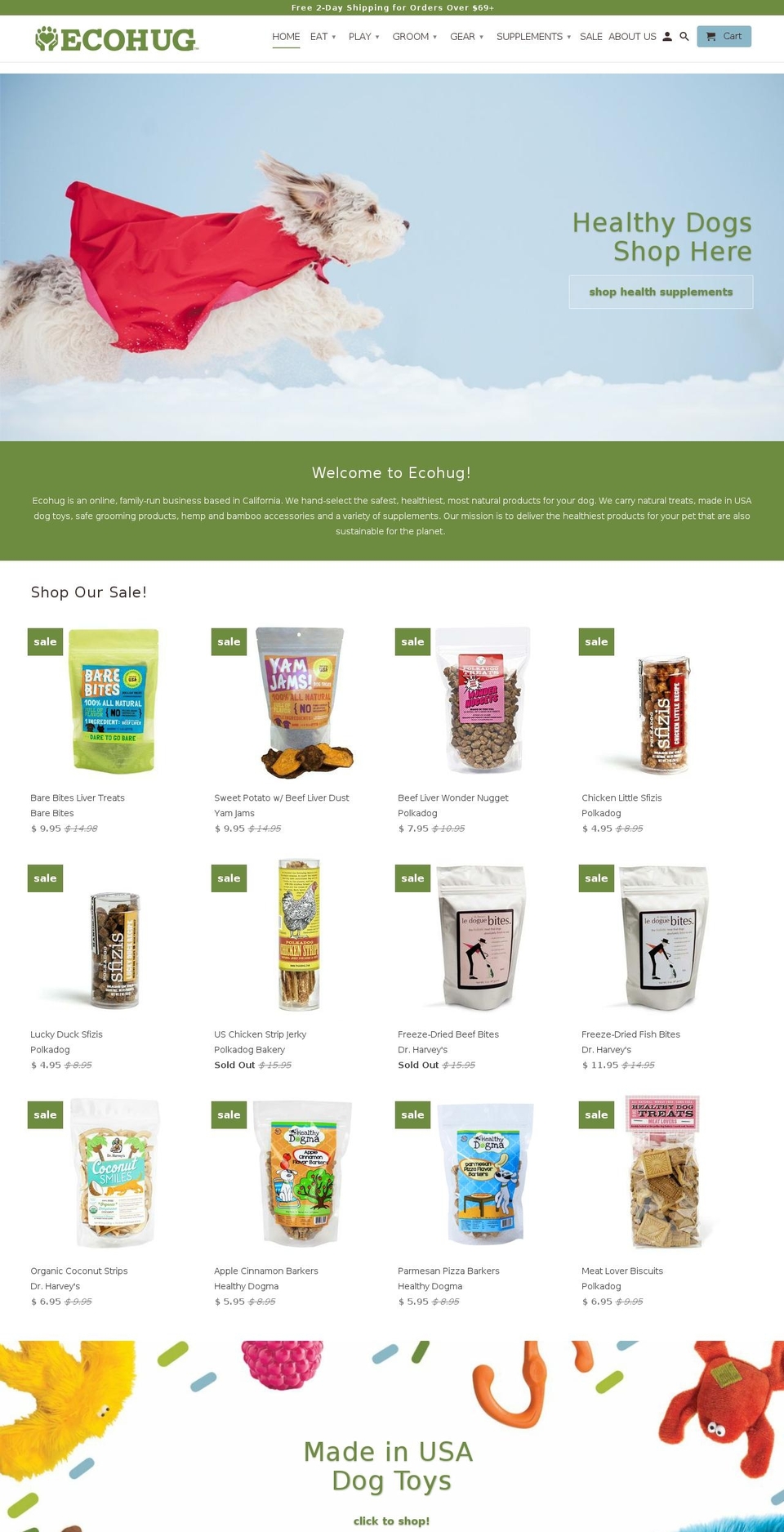 ecohug.com shopify website screenshot
