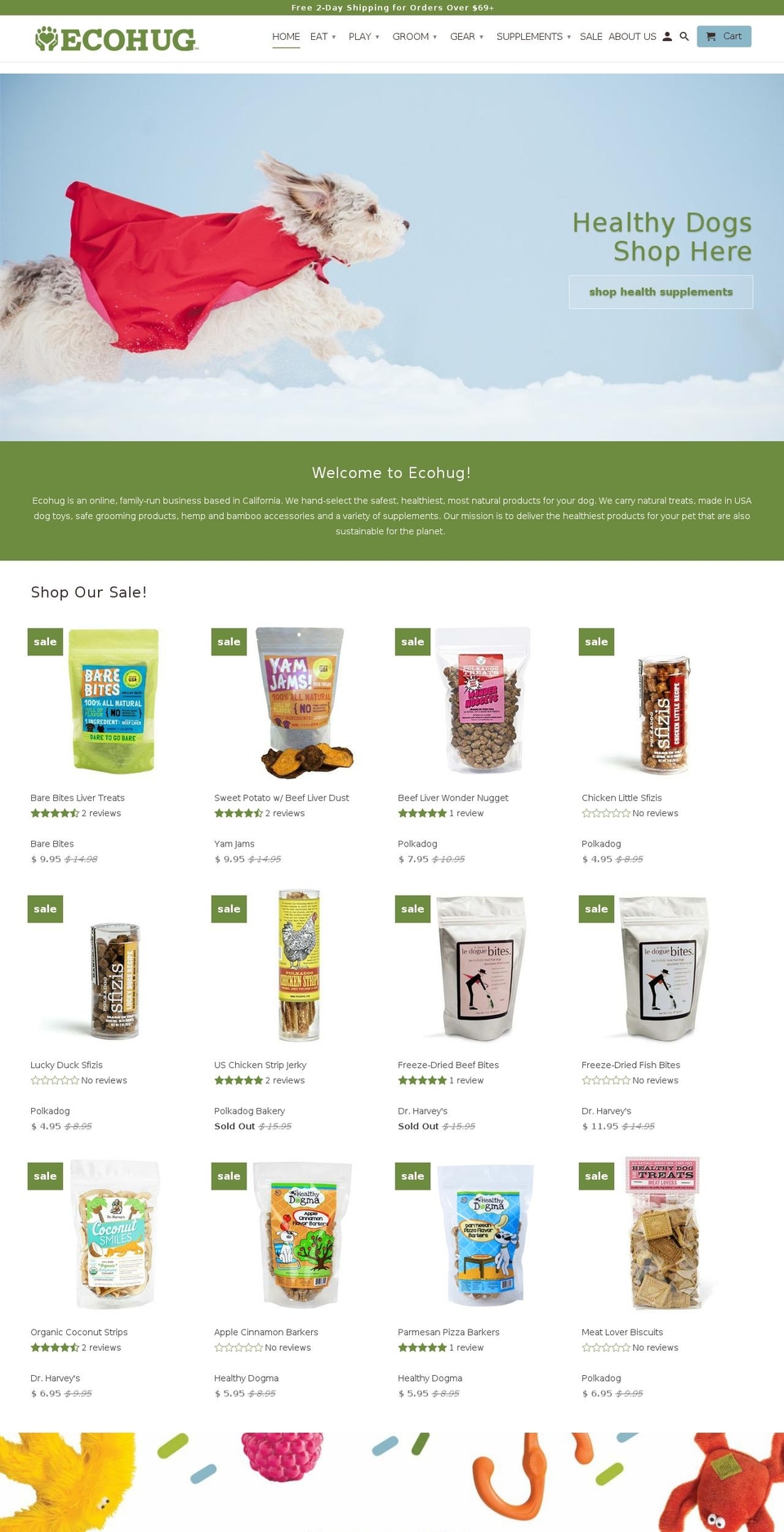ecohugdog.com shopify website screenshot