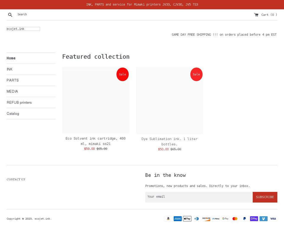 ecojet.ink shopify website screenshot